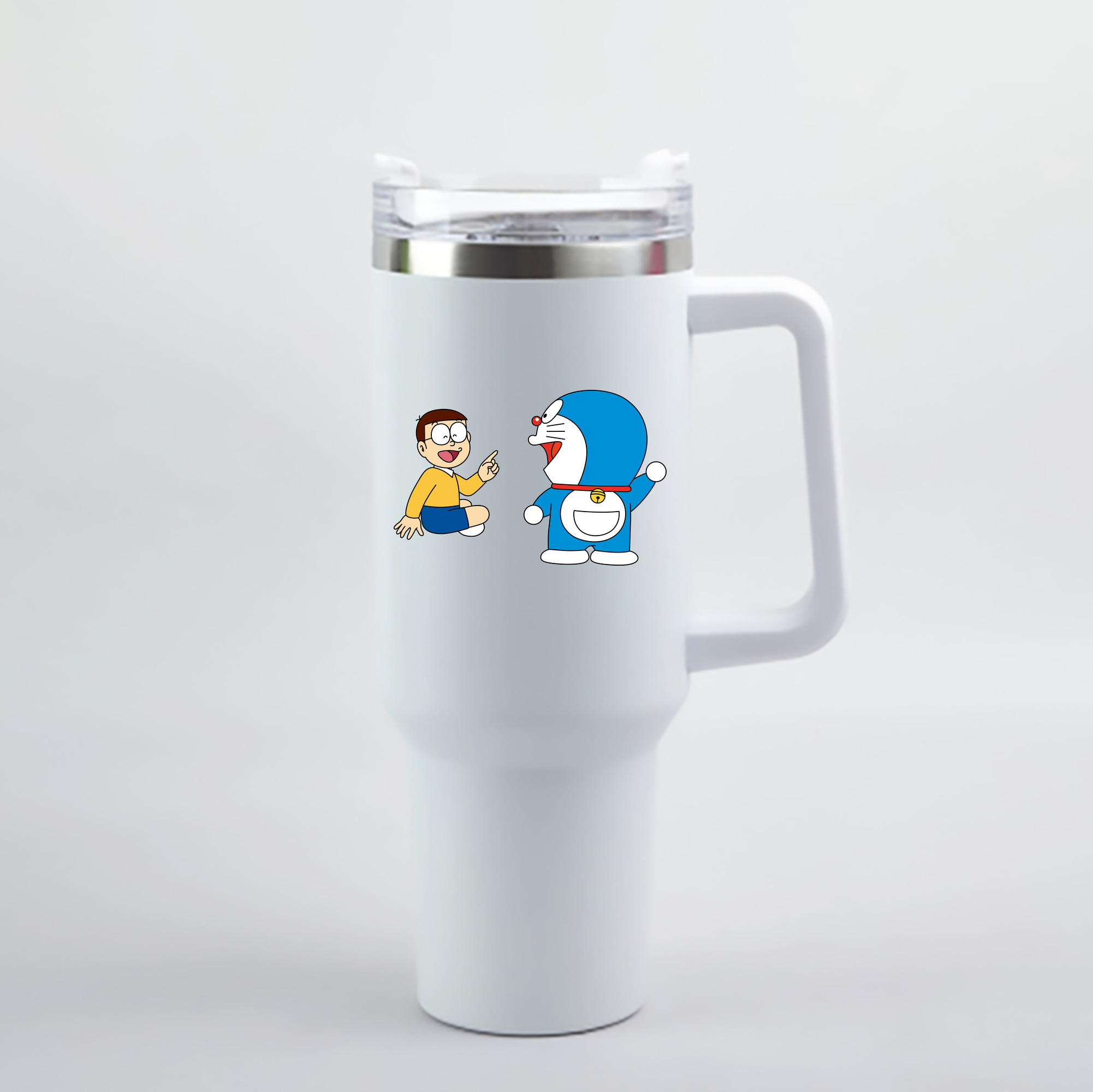 （画像用） ドラえもん Doraemon 1200mL車用タンブラー - クリスタルステッカー（プラスチックストロー付き）