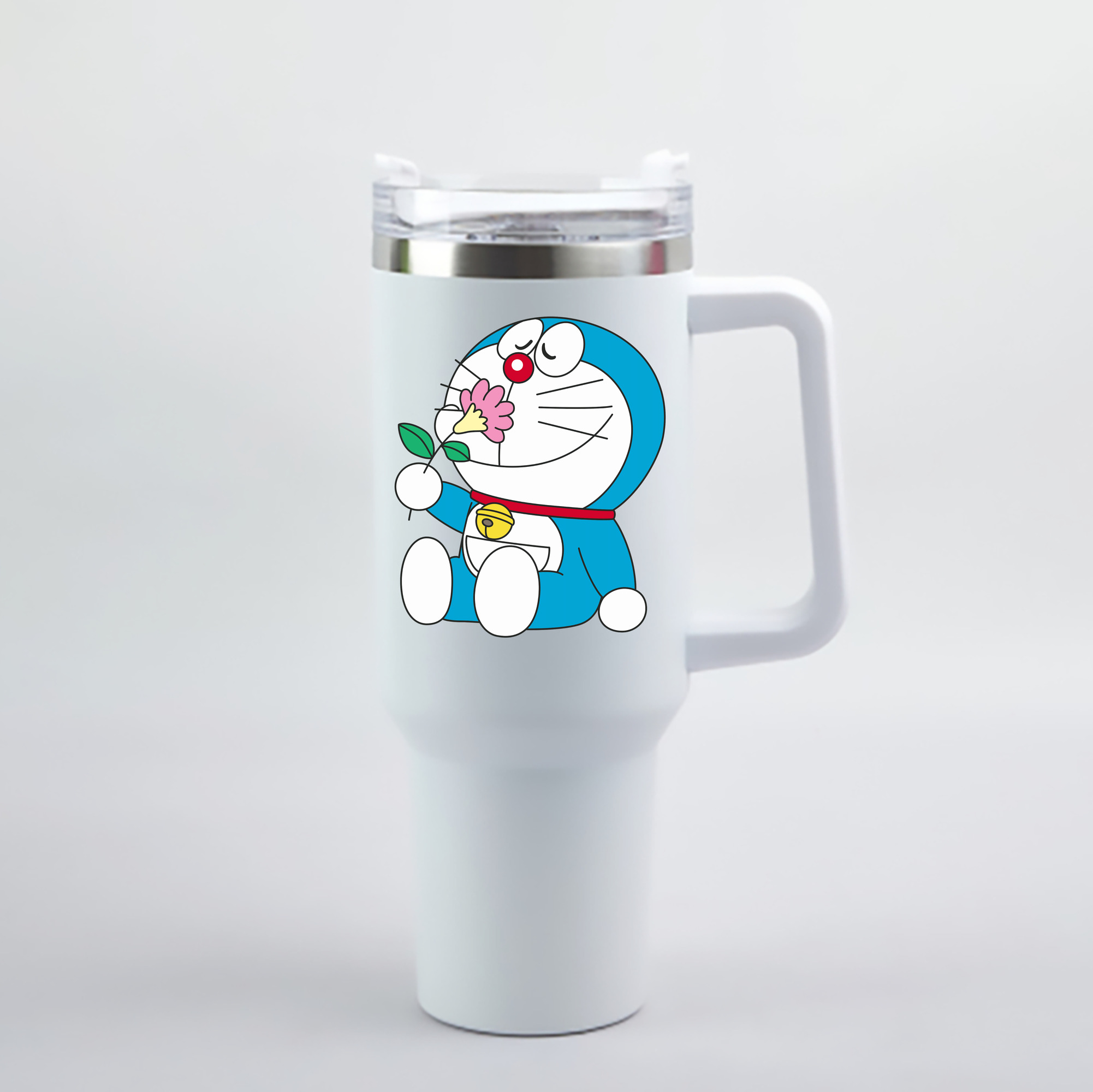 （画像用） ドラえもん Doraemon 1200mL車用タンブラー - クリスタルステッカー（プラスチックストロー付き）