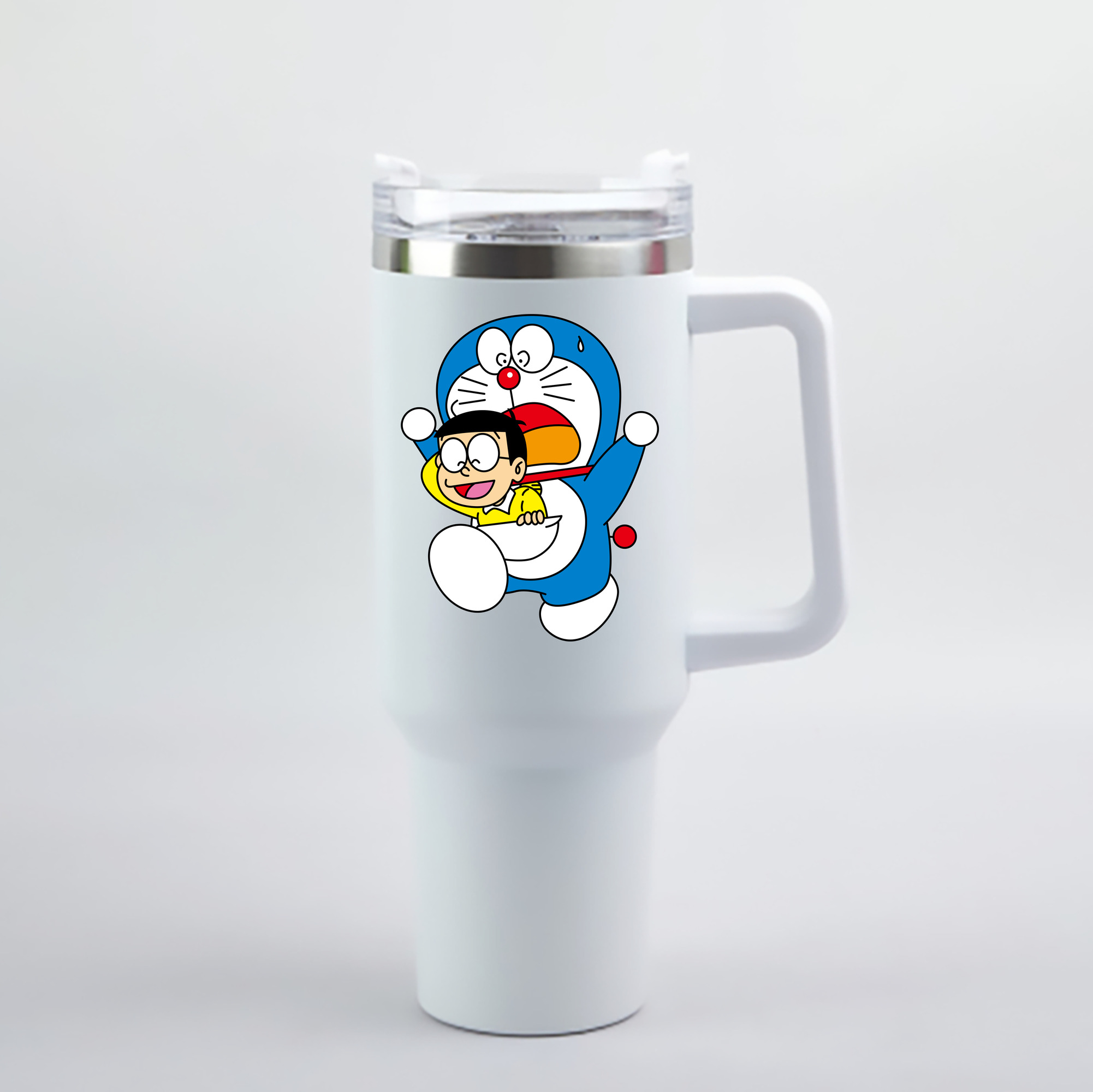 （画像用） ドラえもん Doraemon 1200mL車用タンブラー - クリスタルステッカー（プラスチックストロー付き）