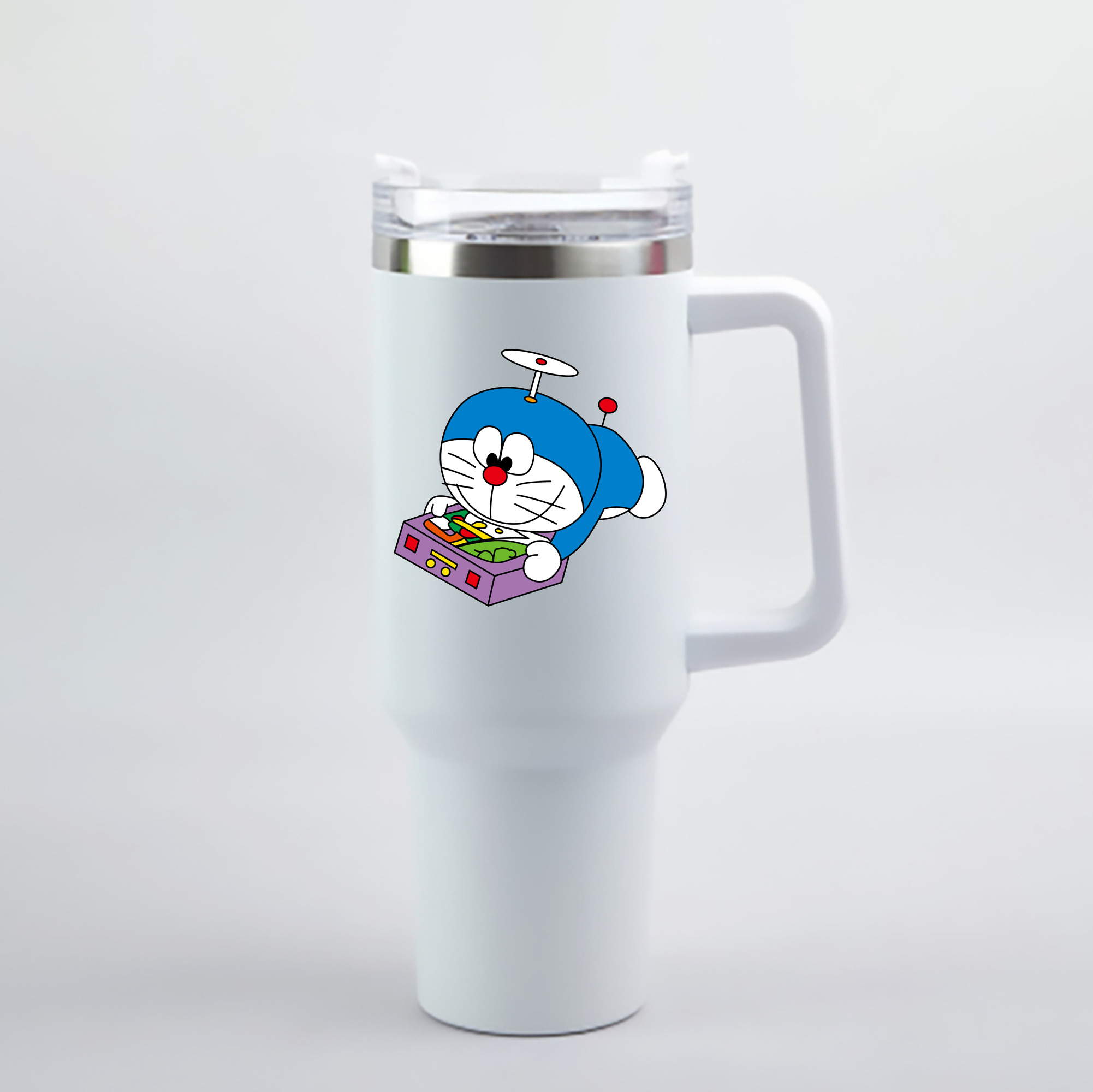（画像用） ドラえもん Doraemon 1200mL車用タンブラー - クリスタルステッカー（プラスチックストロー付き）