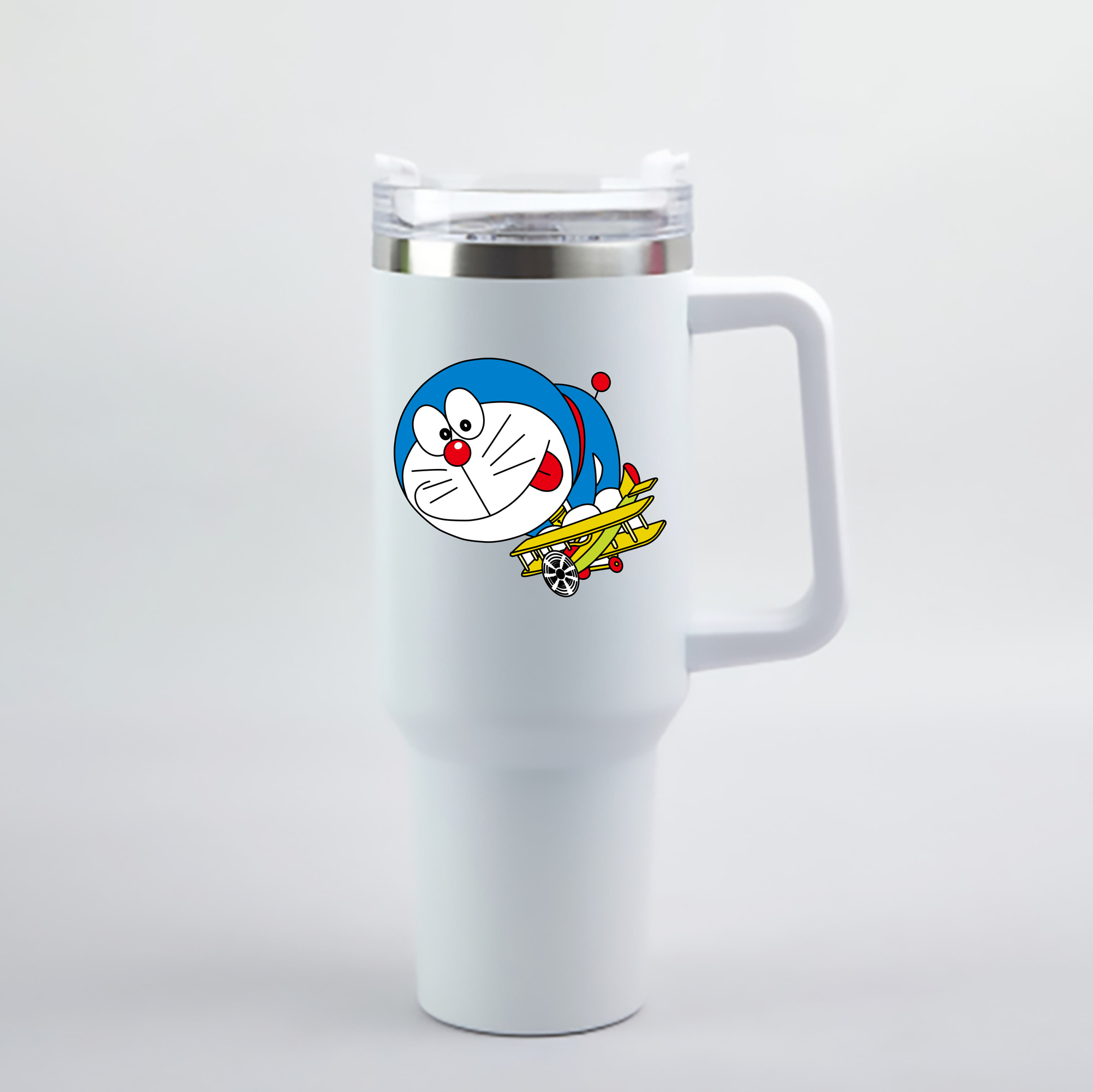 （画像用） ドラえもん Doraemon 1200mL車用タンブラー - クリスタルステッカー（プラスチックストロー付き）