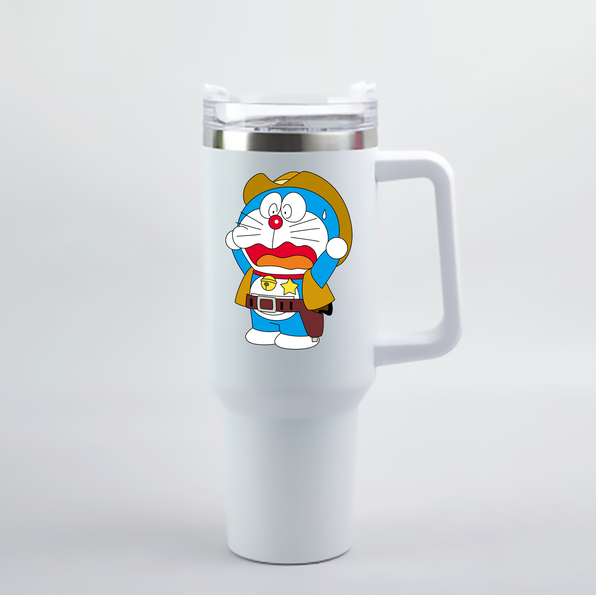 （画像用） ドラえもん Doraemon 1200mL車用タンブラー - クリスタルステッカー（プラスチックストロー付き）