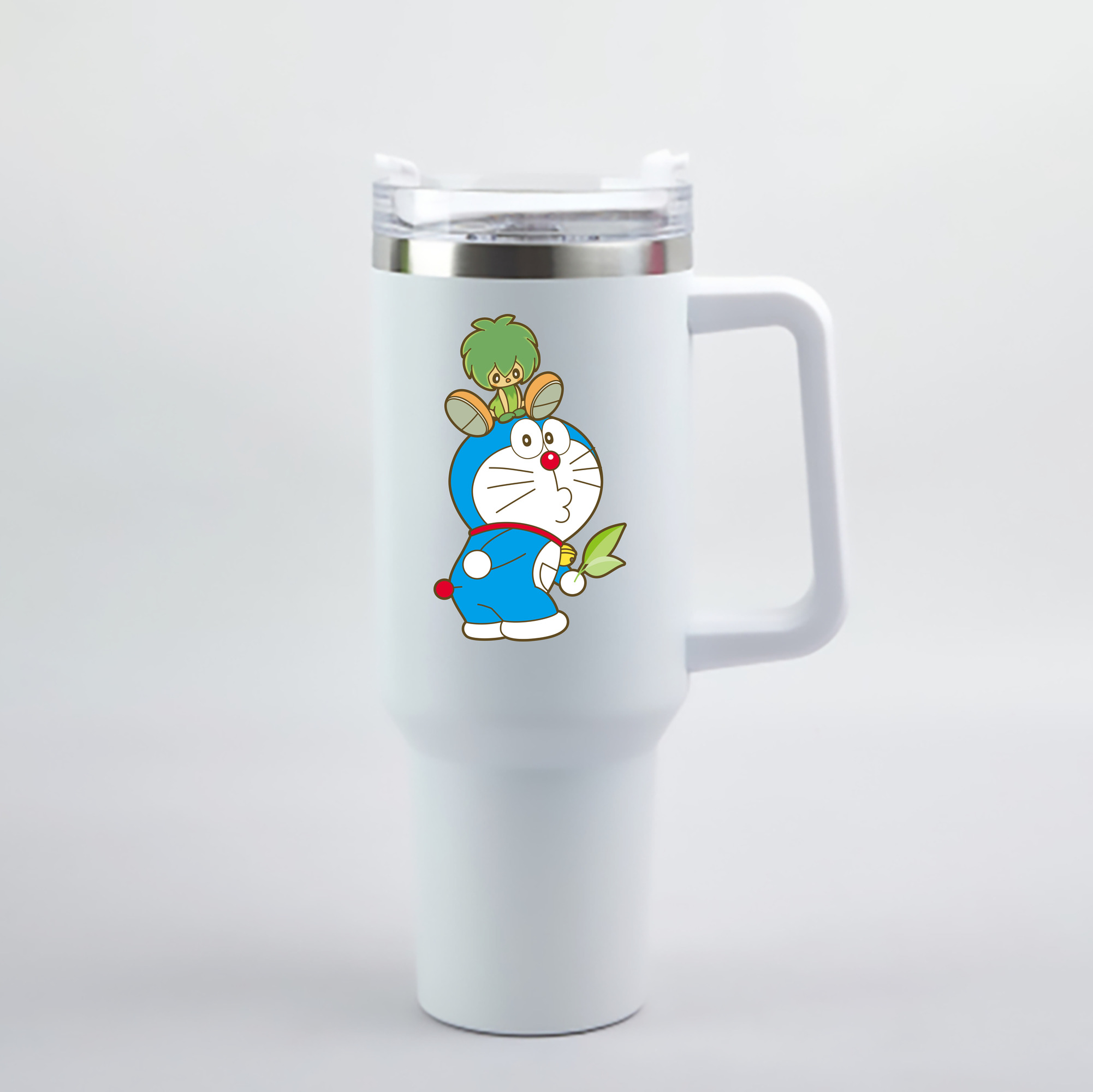 （画像用） ドラえもん Doraemon 1200mL車用タンブラー - クリスタルステッカー（プラスチックストロー付き）