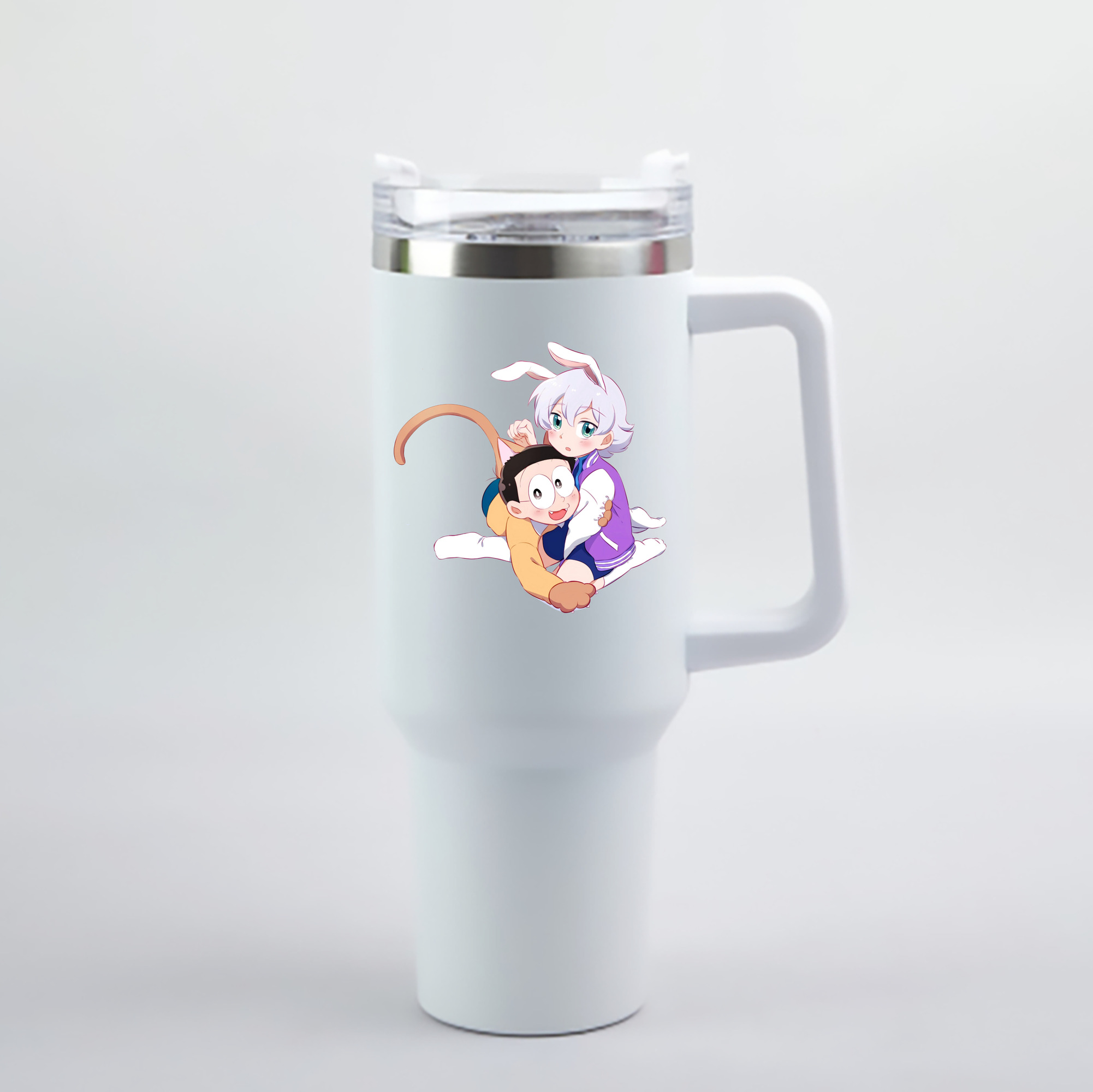 （画像用） ドラえもん 野比 のび太 Doraemon Nobita Nobi 1200mL車用タンブラー - クリスタルステッカー（プラスチックストロー付き）