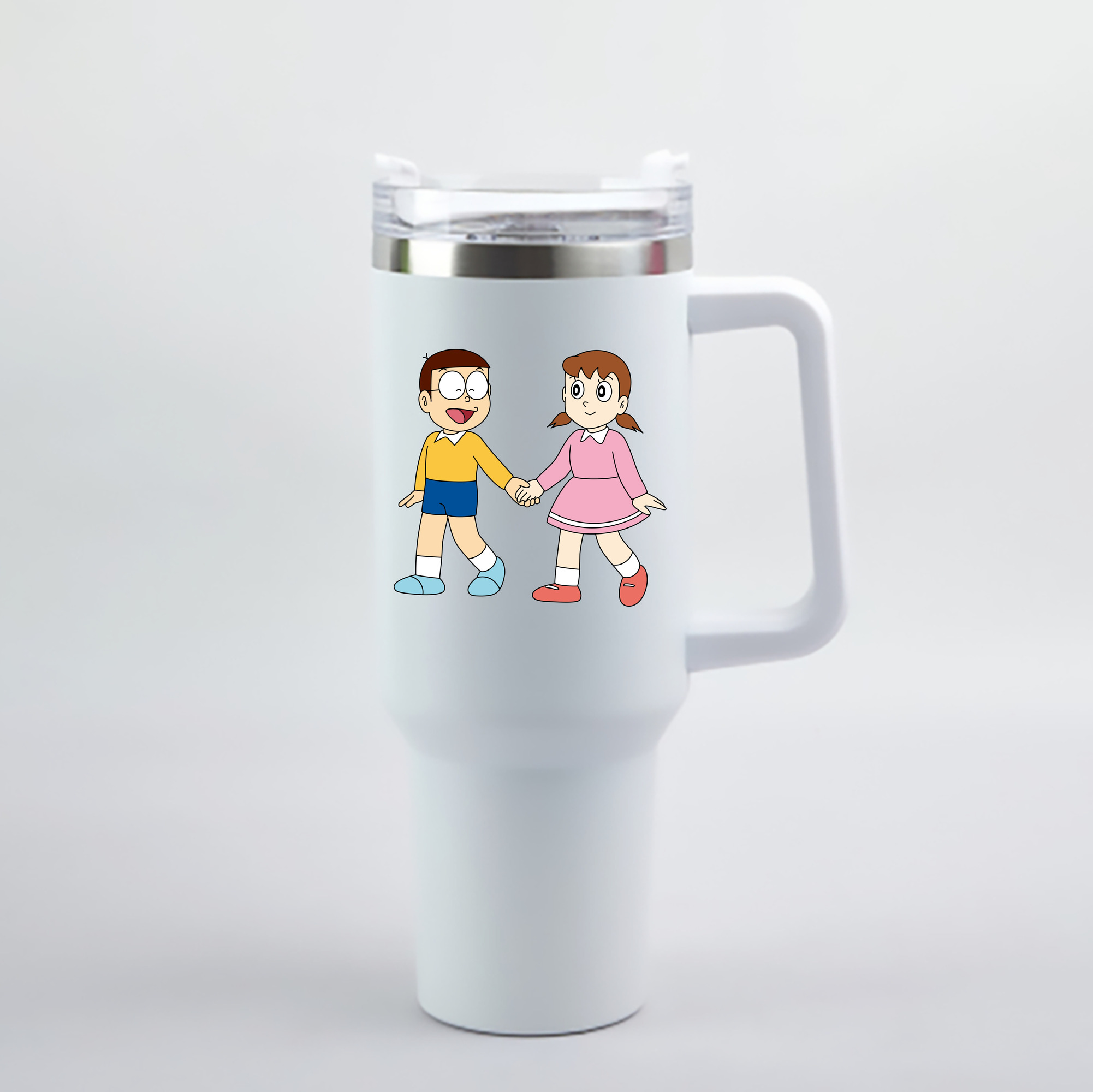 （画像用） ドラえもん 野比 のび太 Doraemon Nobita Nobi 1200mL車用タンブラー - クリスタルステッカー（プラスチックストロー付き）