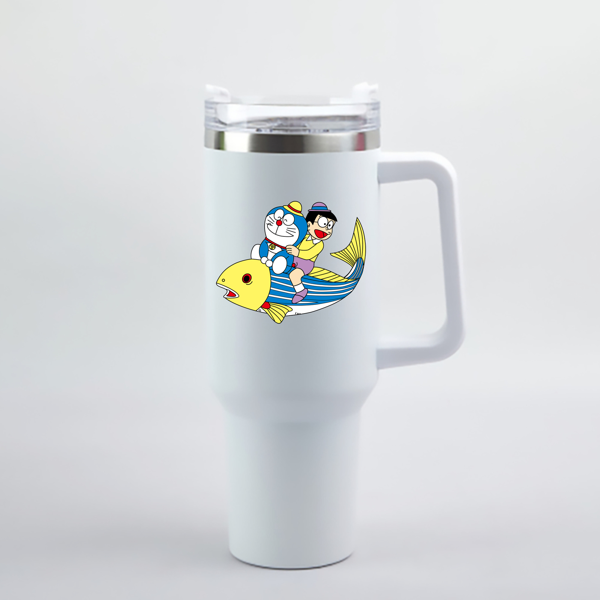 （画像用） ドラえもん 野比 のび太 Doraemon Nobita Nobi 1200mL車用タンブラー - クリスタルステッカー（プラスチックストロー付き）