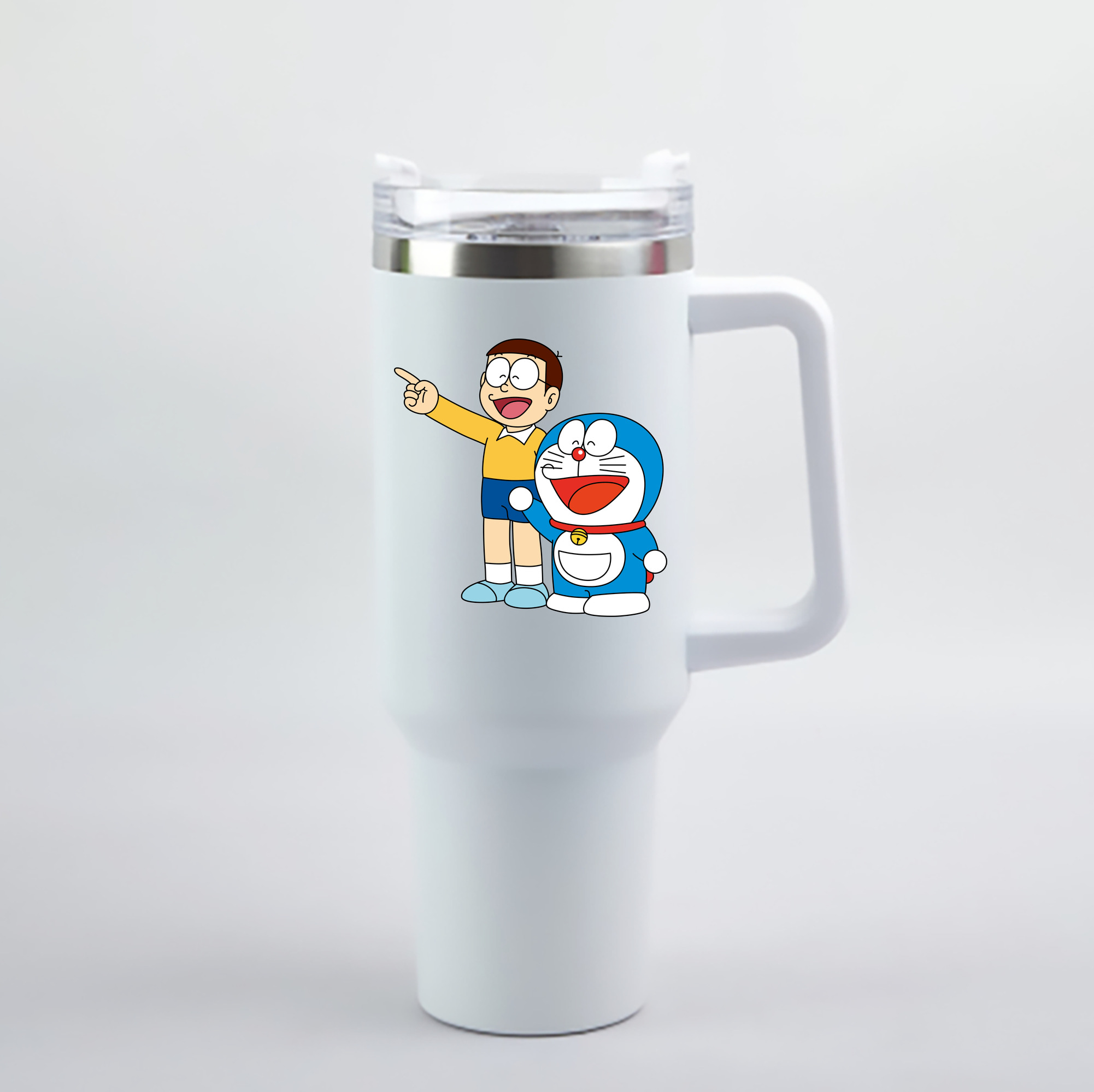 （画像用） ドラえもん 野比 のび太 Doraemon Nobita Nobi 1200mL車用タンブラー - クリスタルステッカー（プラスチックストロー付き）