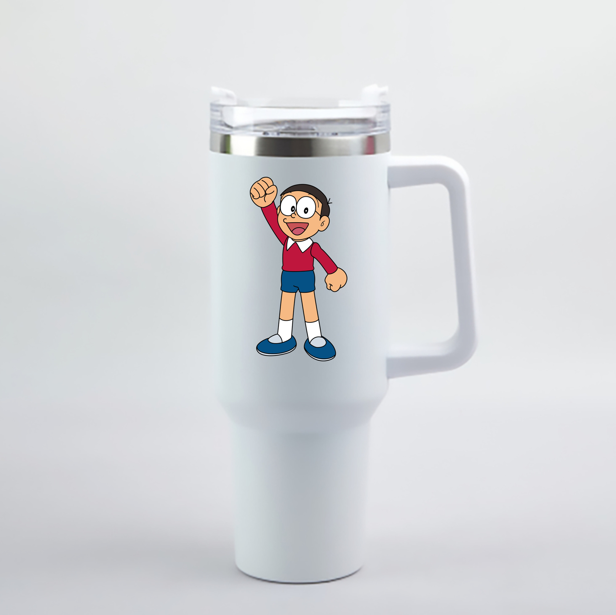 （画像用） ドラえもん 野比 のび太 Doraemon Nobita Nobi 1200mL車用タンブラー - クリスタルステッカー（プラスチックストロー付き）