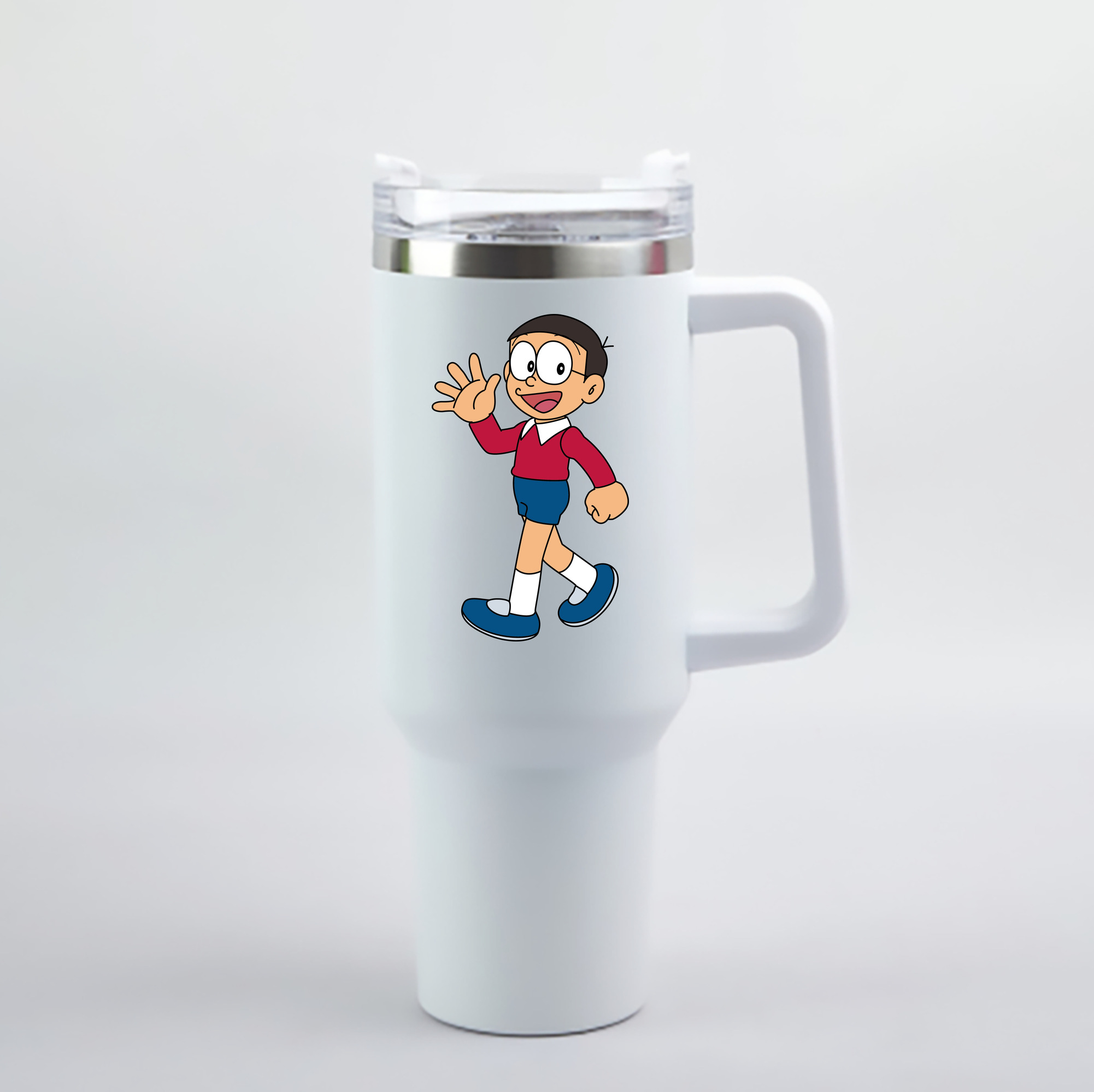 （画像用） ドラえもん 野比 のび太 Doraemon Nobita Nobi 1200mL車用タンブラー - クリスタルステッカー（プラスチックストロー付き）