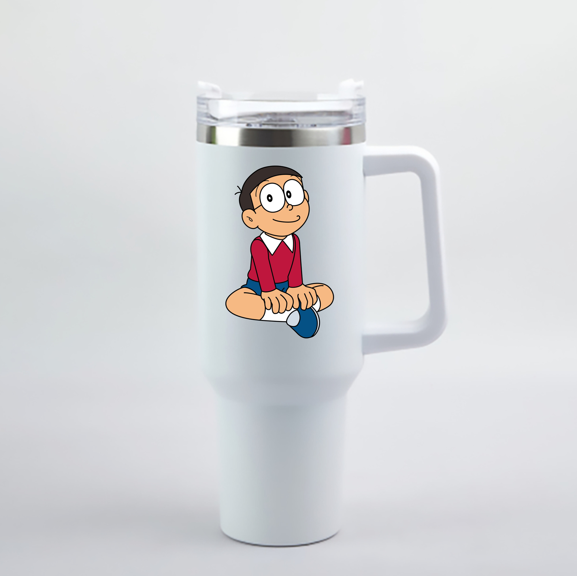（画像用） ドラえもん 野比 のび太 Doraemon Nobita Nobi 1200mL車用タンブラー - クリスタルステッカー（プラスチックストロー付き）