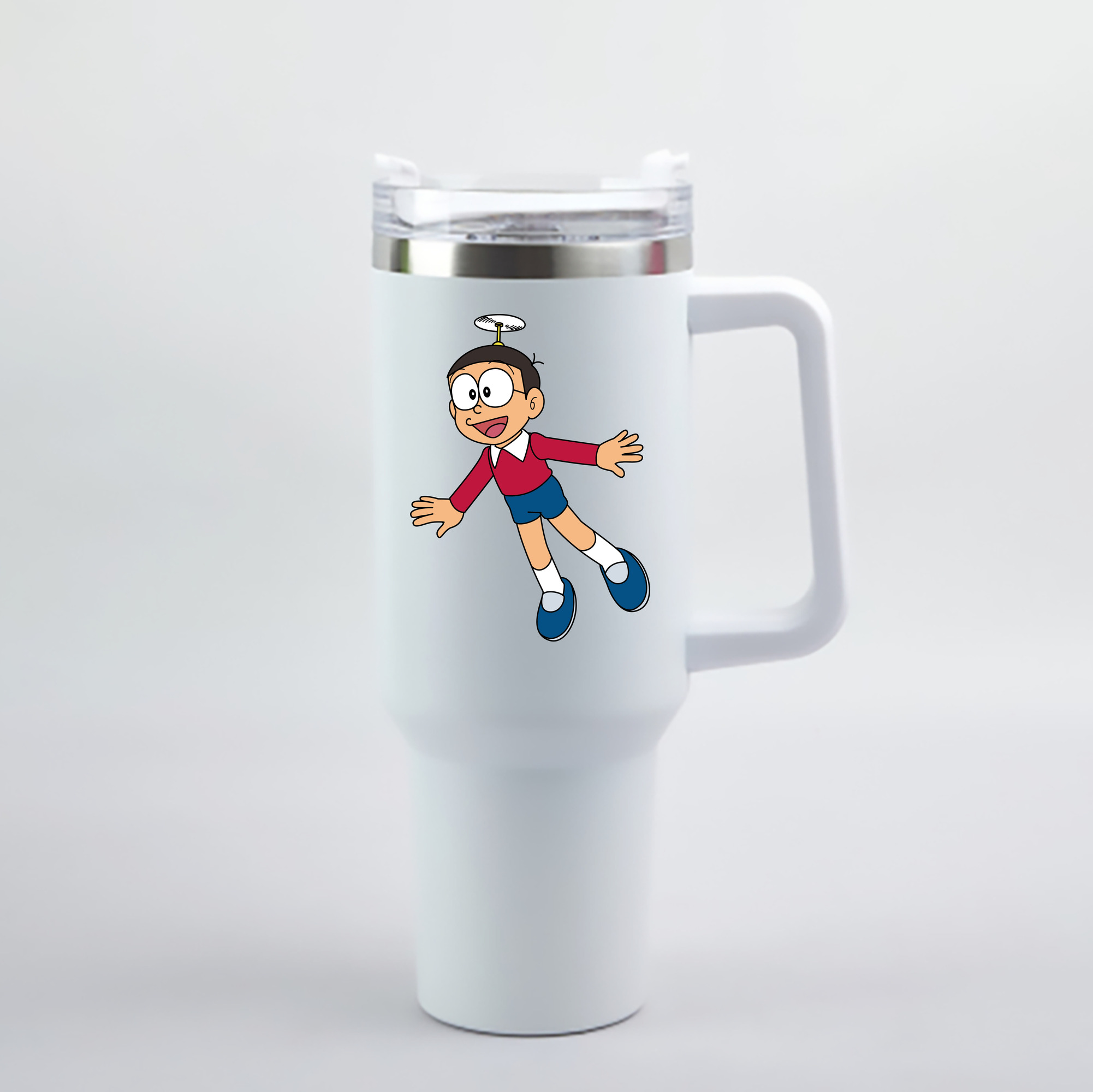 （画像用） ドラえもん 野比 のび太 Doraemon Nobita Nobi 1200mL車用タンブラー - クリスタルステッカー（プラスチックストロー付き）