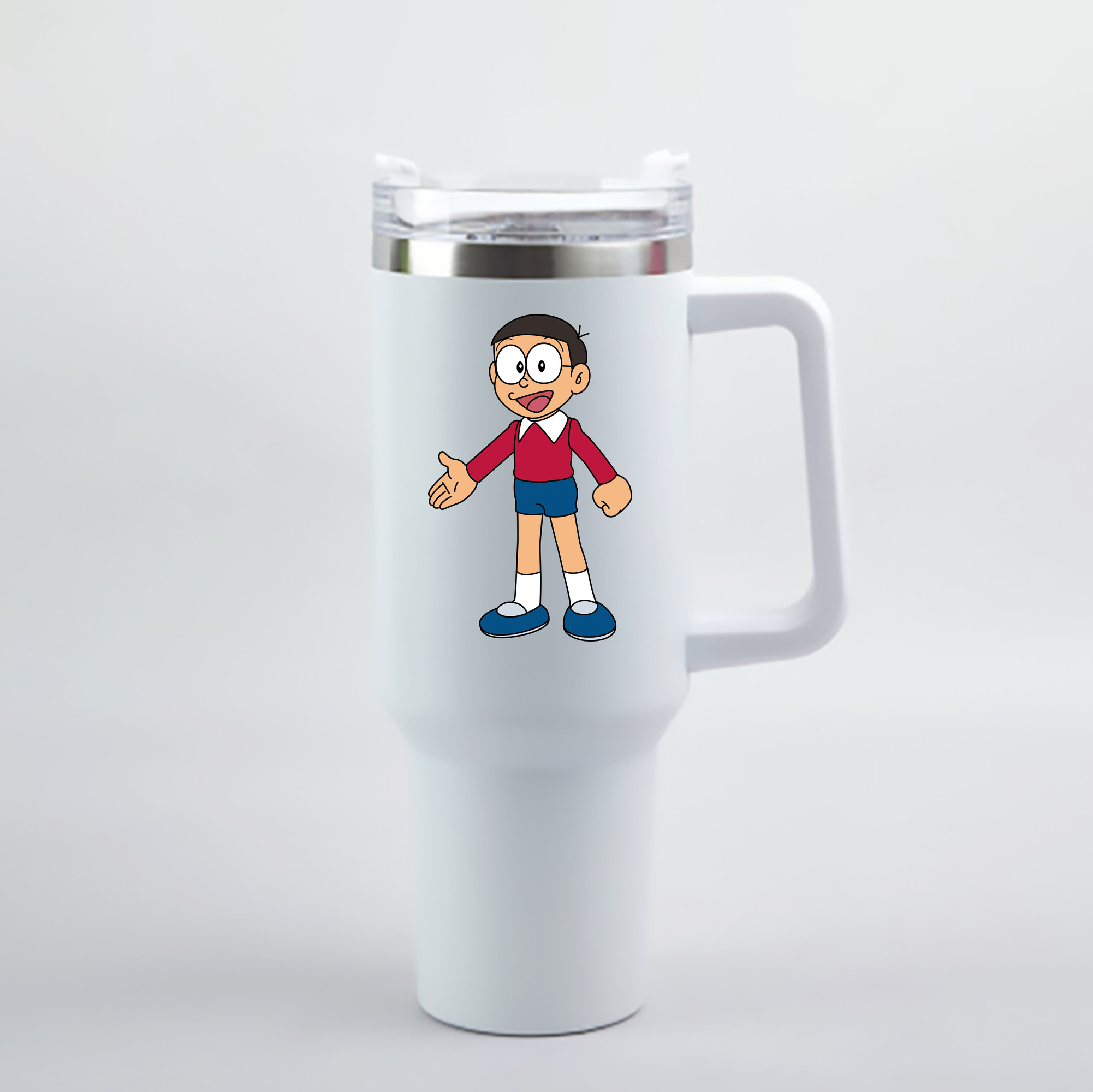 （画像用） ドラえもん 野比 のび太 Doraemon Nobita Nobi 1200mL車用タンブラー - クリスタルステッカー（プラスチックストロー付き）