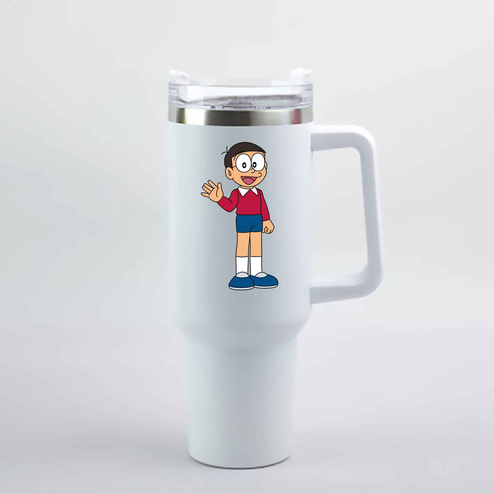 （画像用） ドラえもん 野比 のび太 Doraemon Nobita Nobi 1200mL車用タンブラー - クリスタルステッカー（プラスチックストロー付き）