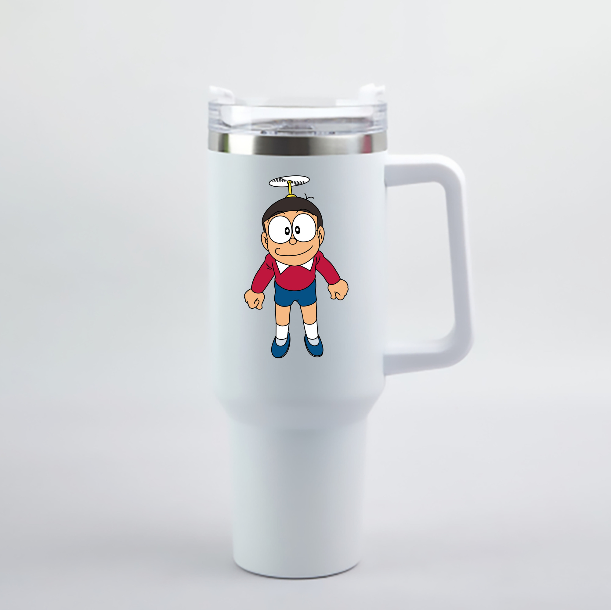 （画像用） ドラえもん 野比 のび太 Doraemon Nobita Nobi 1200mL車用タンブラー - クリスタルステッカー（プラスチックストロー付き）
