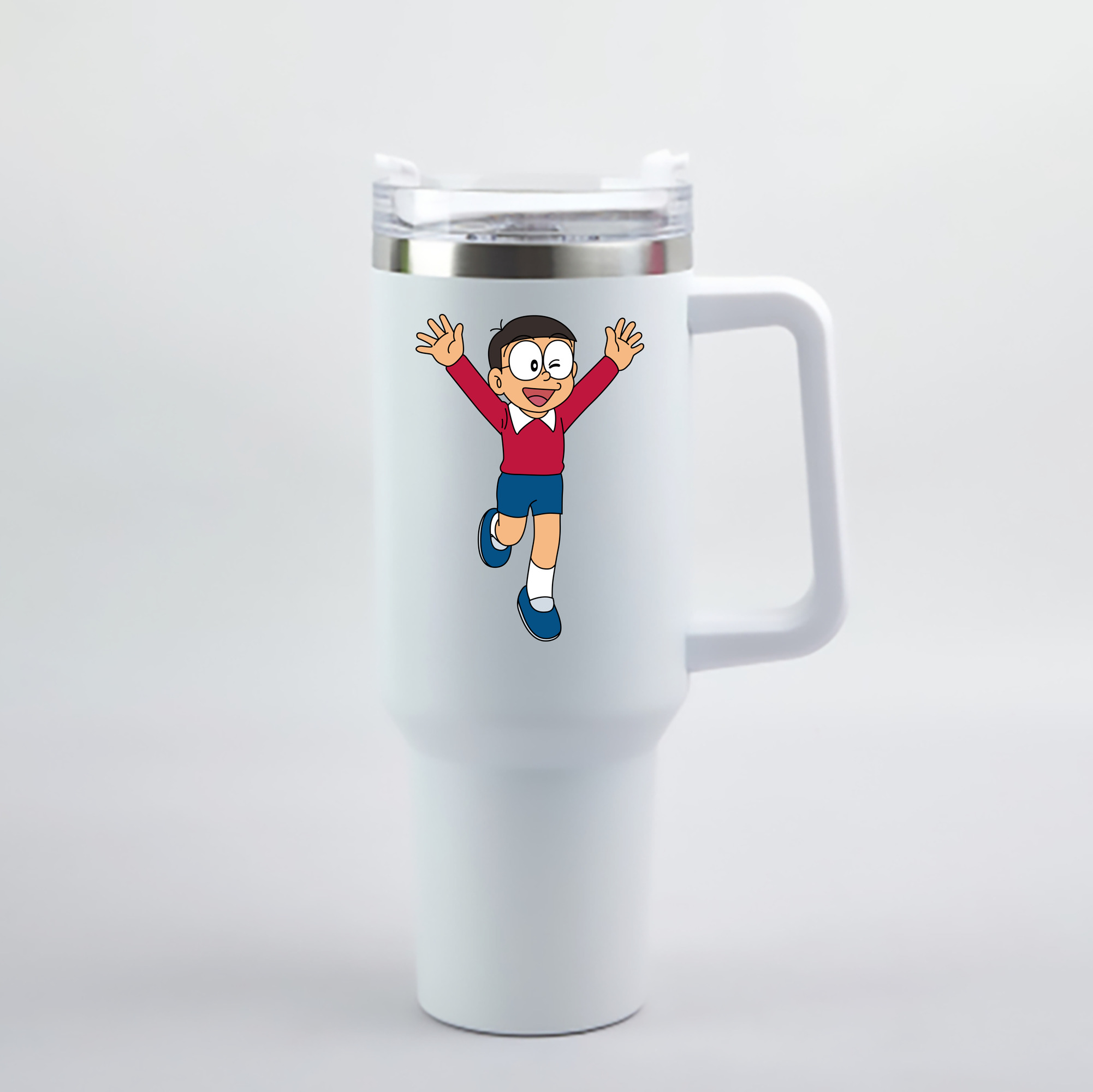 （画像用） ドラえもん 野比 のび太 Doraemon Nobita Nobi 1200mL車用タンブラー - クリスタルステッカー（プラスチックストロー付き）