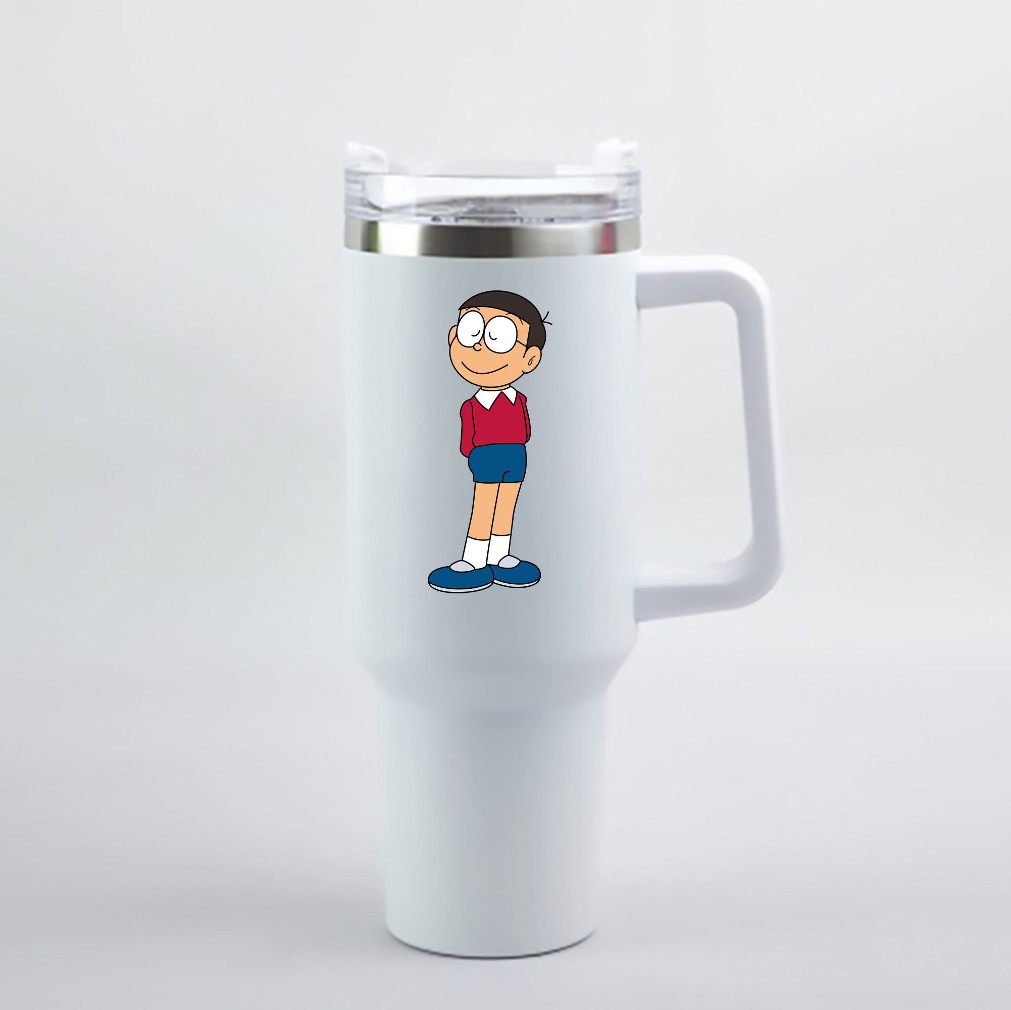 （画像用） ドラえもん 野比 のび太 Doraemon Nobita Nobi 1200mL車用タンブラー - クリスタルステッカー（プラスチックストロー付き）