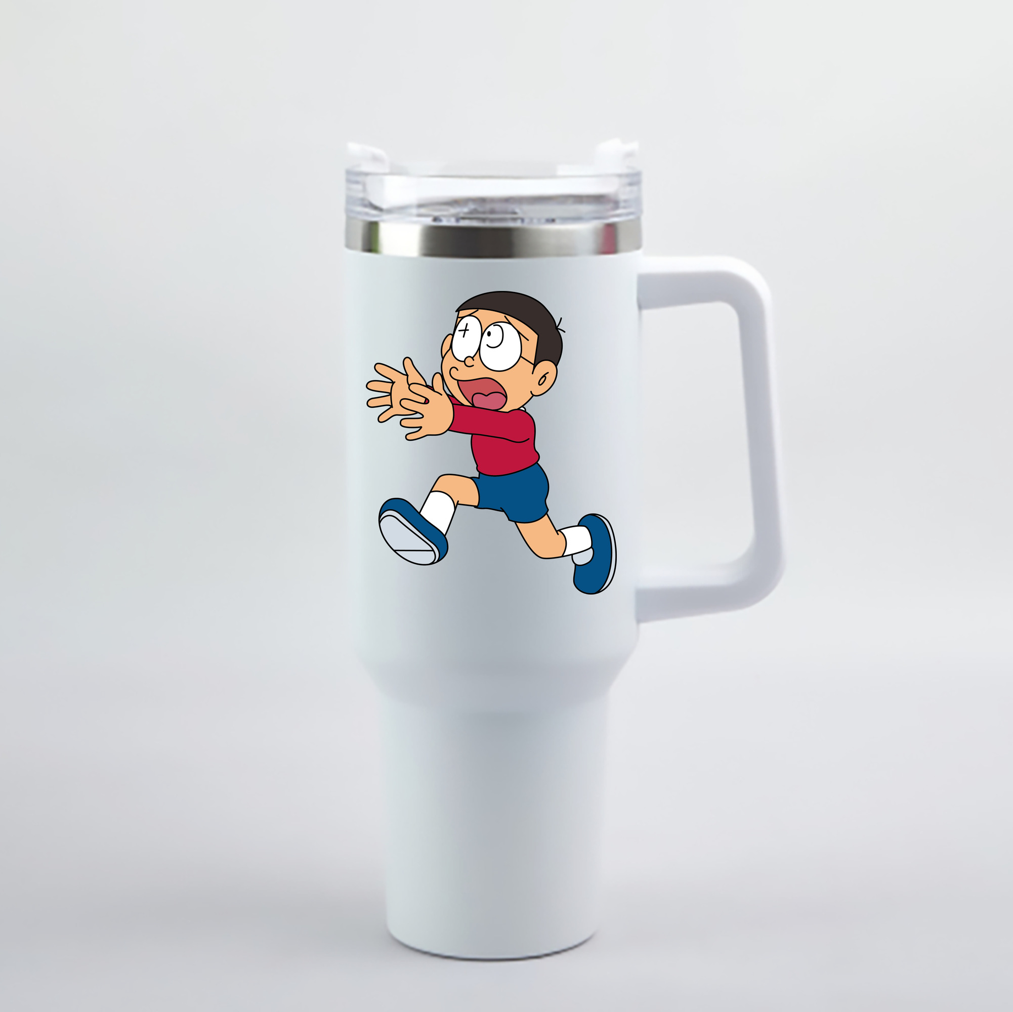 （画像用） ドラえもん 野比 のび太 Doraemon Nobita Nobi 1200mL車用タンブラー - クリスタルステッカー（プラスチックストロー付き）