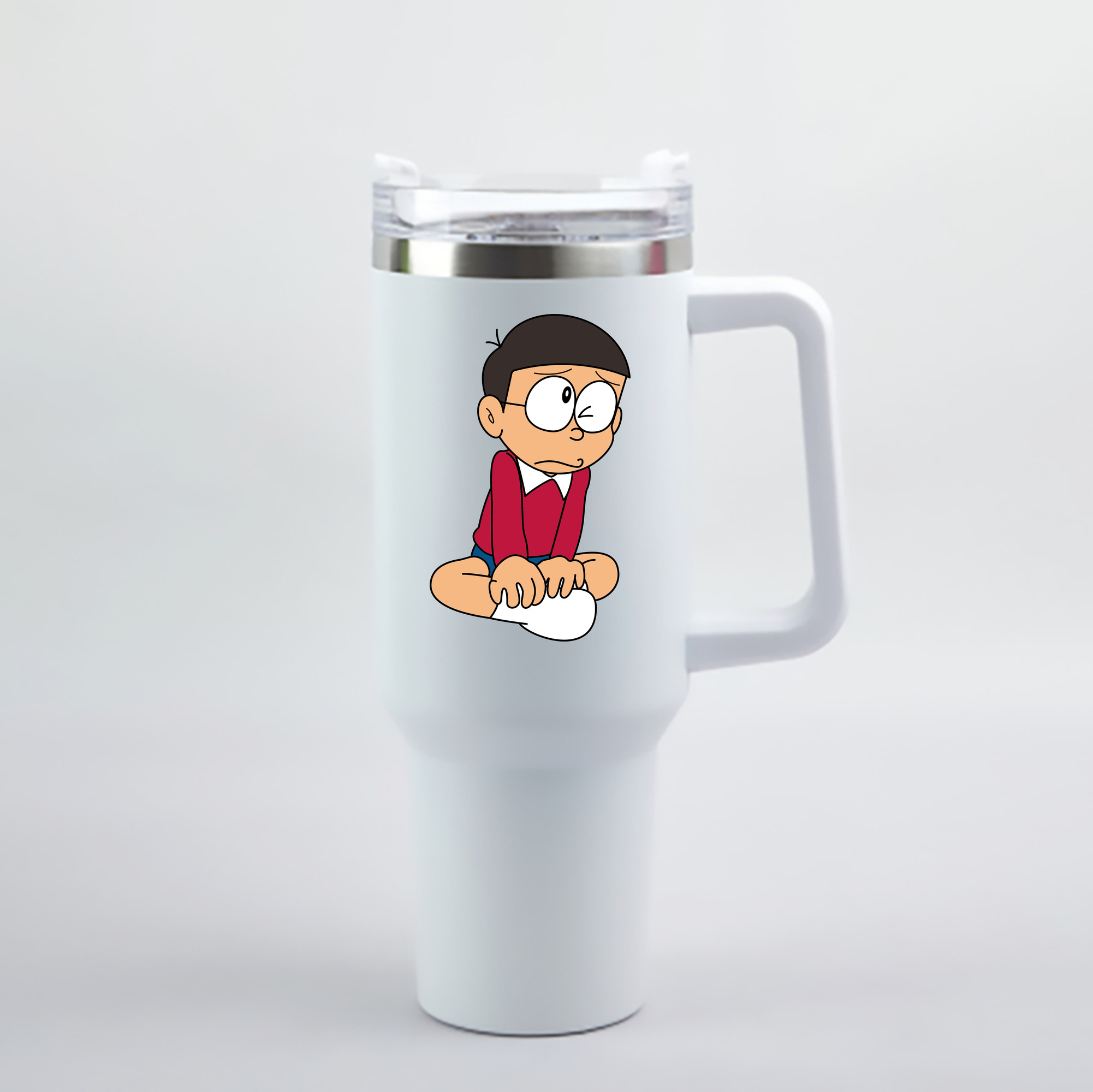 （画像用） ドラえもん 野比 のび太 Doraemon Nobita Nobi 1200mL車用タンブラー - クリスタルステッカー（プラスチックストロー付き）