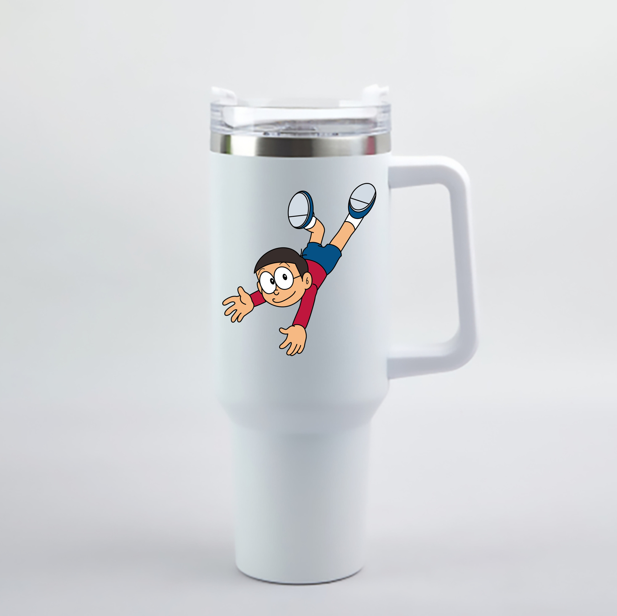 （画像用） ドラえもん 野比 のび太 Doraemon Nobita Nobi 1200mL車用タンブラー - クリスタルステッカー（プラスチックストロー付き）