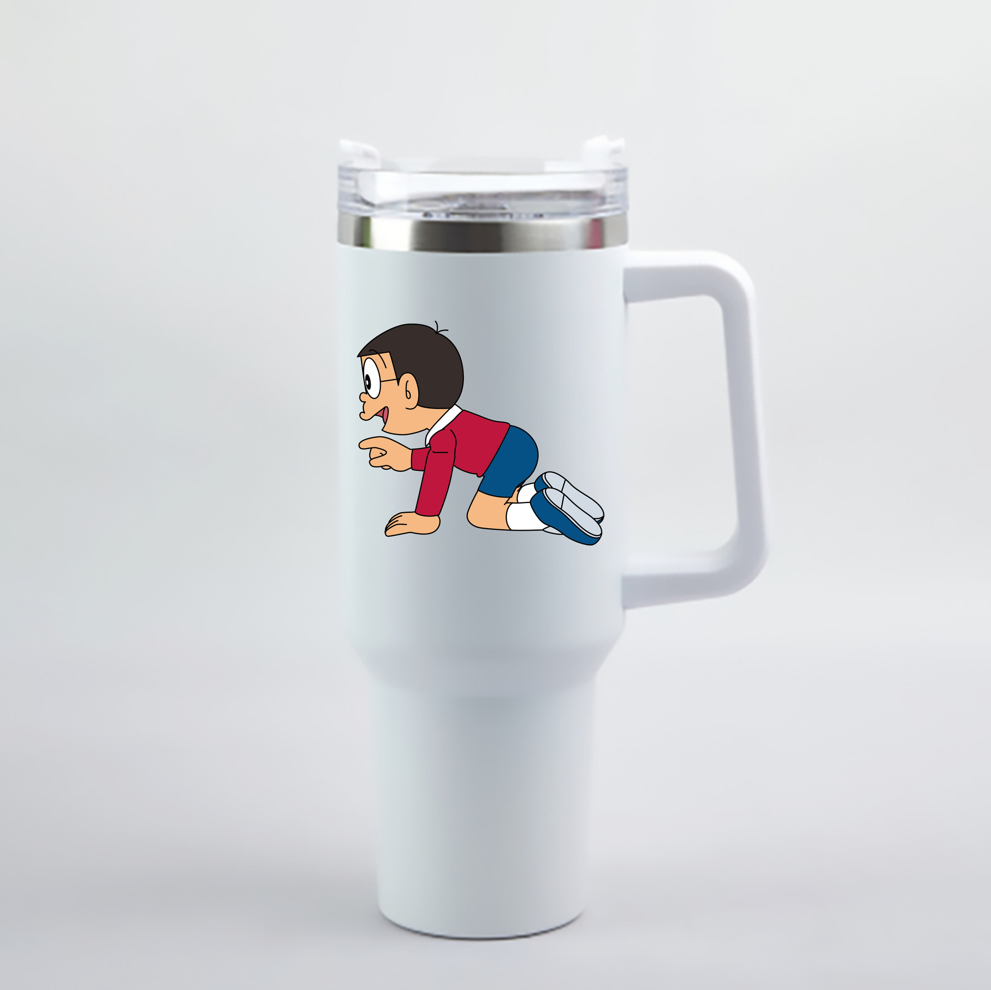 （画像用） ドラえもん 野比 のび太 Doraemon Nobita Nobi 1200mL車用タンブラー - クリスタルステッカー（プラスチックストロー付き）