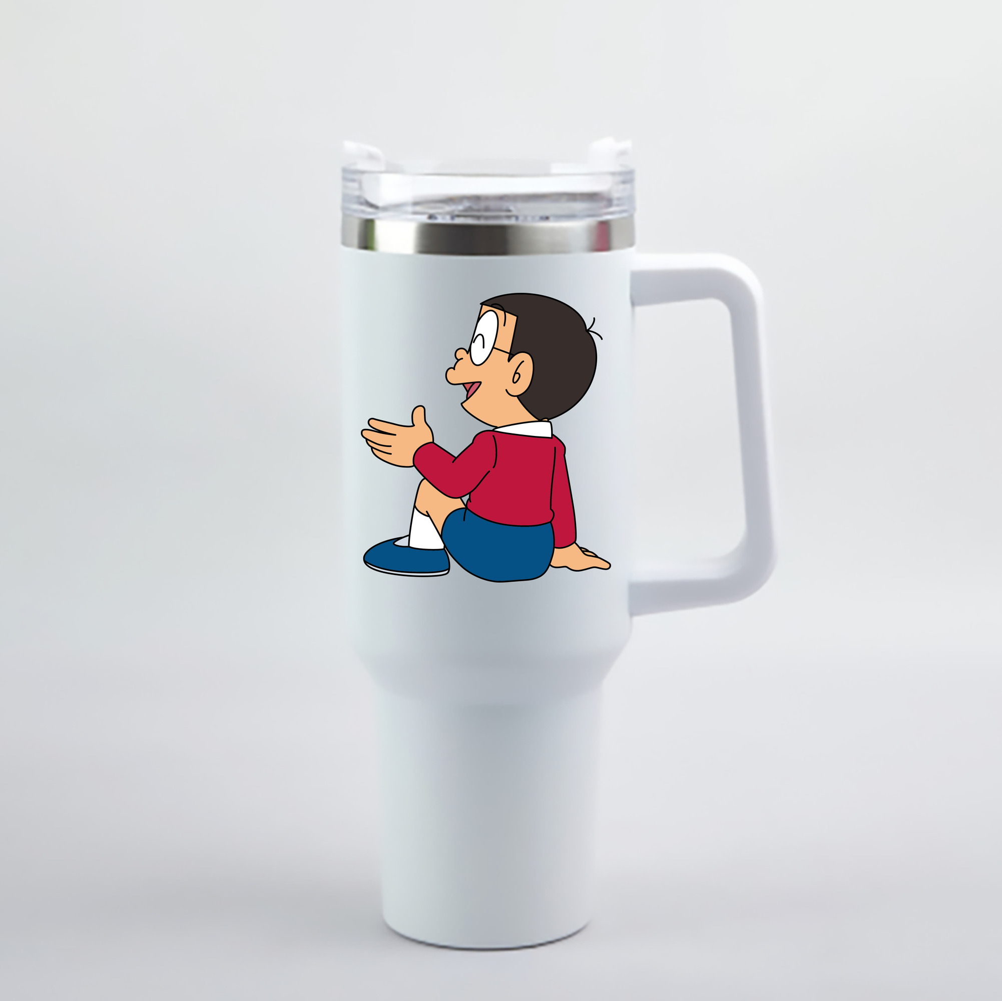 （画像用） ドラえもん 野比 のび太 Doraemon Nobita Nobi 1200mL車用タンブラー - クリスタルステッカー（プラスチックストロー付き）