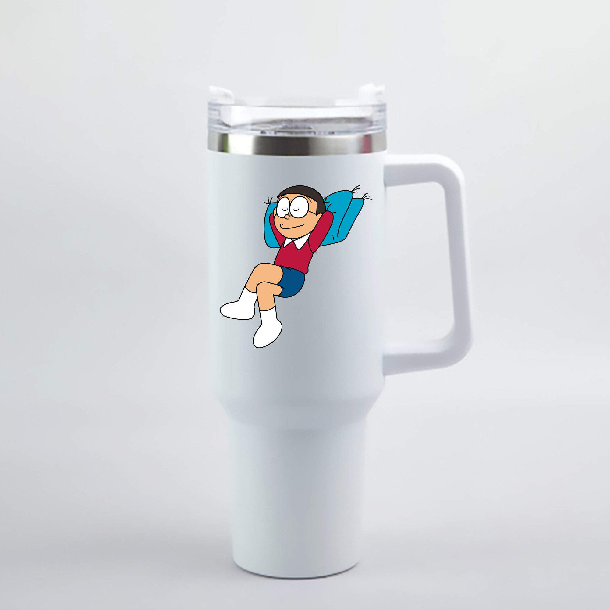 （画像用） ドラえもん 野比 のび太 Doraemon Nobita Nobi 1200mL車用タンブラー - クリスタルステッカー（プラスチックストロー付き）