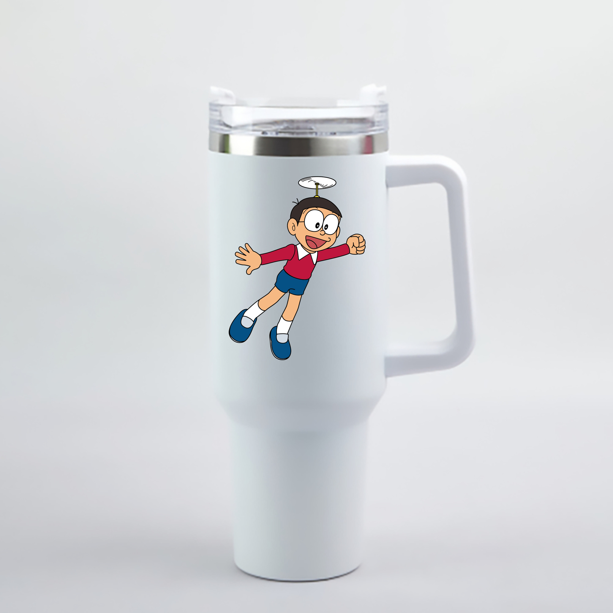 （画像用） ドラえもん 野比 のび太 Doraemon Nobita Nobi 1200mL車用タンブラー - クリスタルステッカー（プラスチックストロー付き）