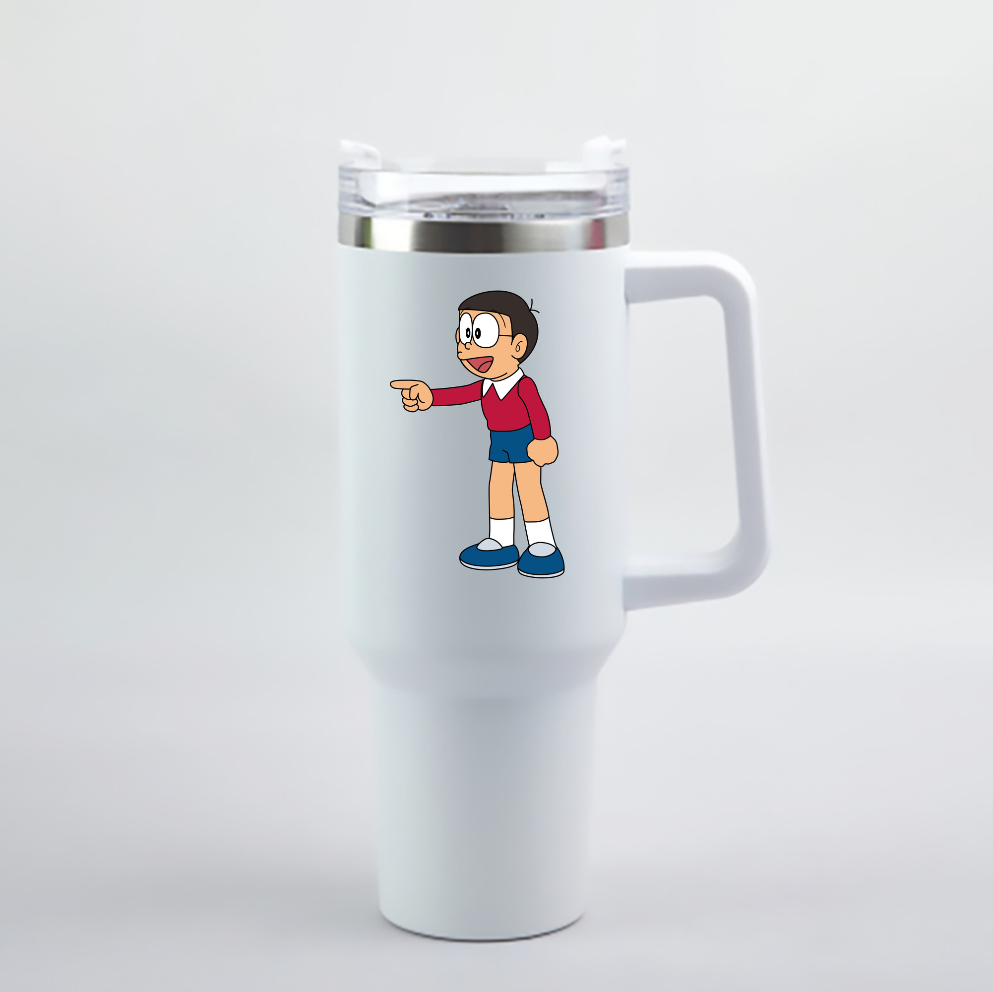 （画像用） ドラえもん 野比 のび太 Doraemon Nobita Nobi 1200mL車用タンブラー - クリスタルステッカー（プラスチックストロー付き）
