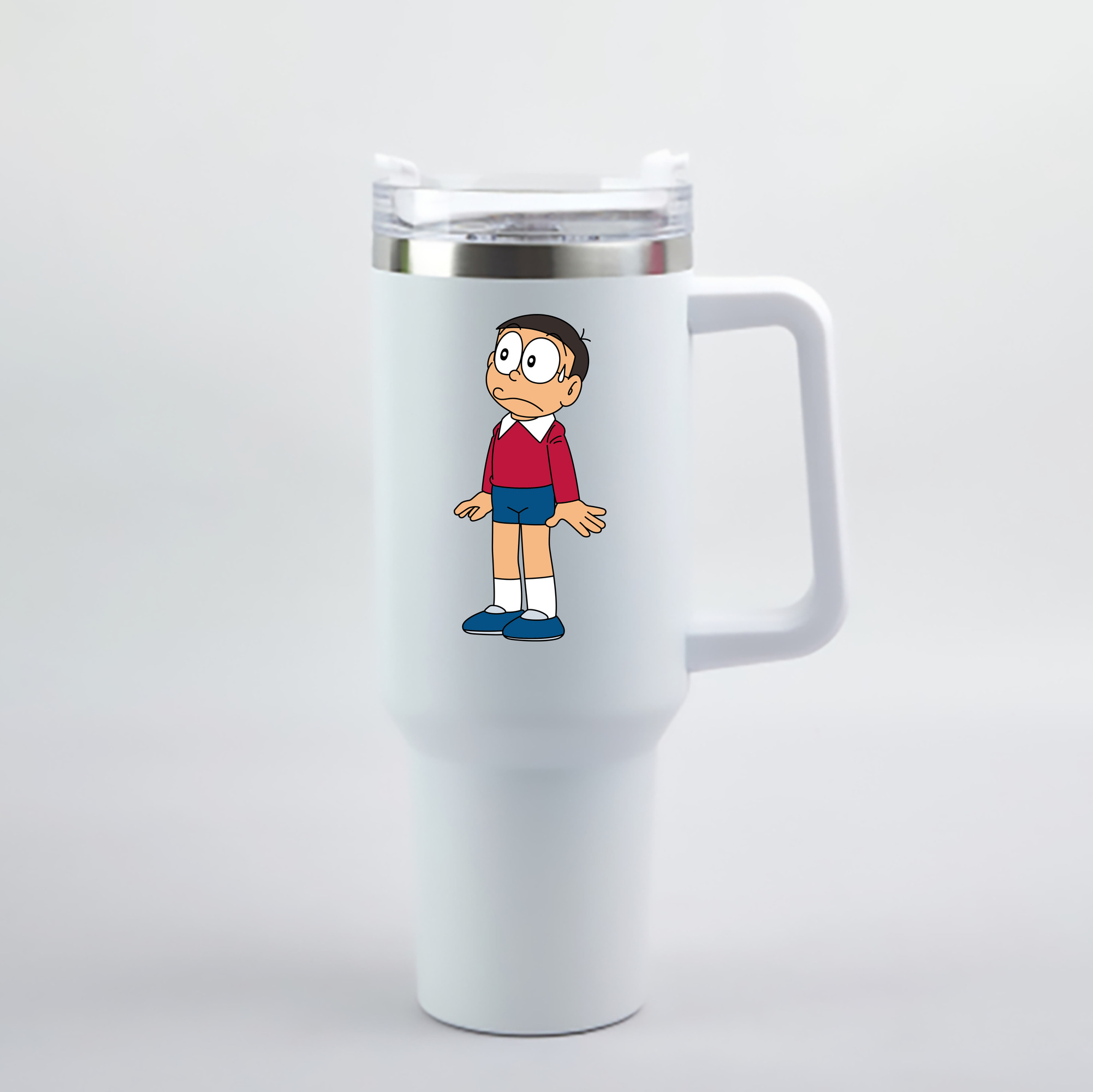 （画像用） ドラえもん 野比 のび太 Doraemon Nobita Nobi 1200mL車用タンブラー - クリスタルステッカー（プラスチックストロー付き）