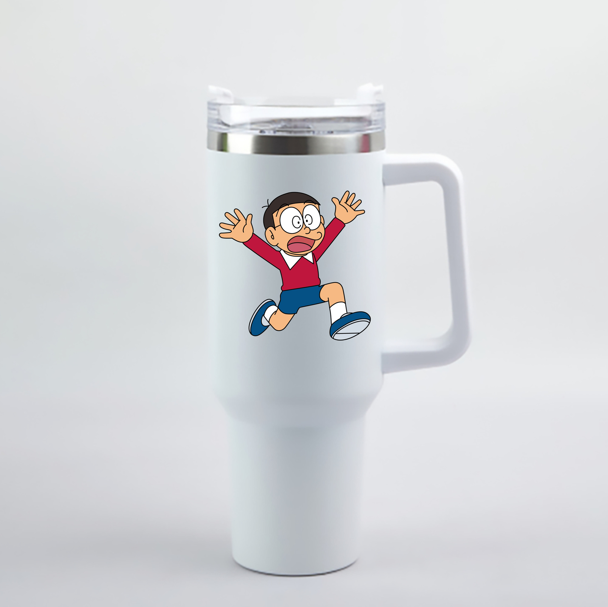 （画像用） ドラえもん 野比 のび太 Doraemon Nobita Nobi 1200mL車用タンブラー - クリスタルステッカー（プラスチックストロー付き）