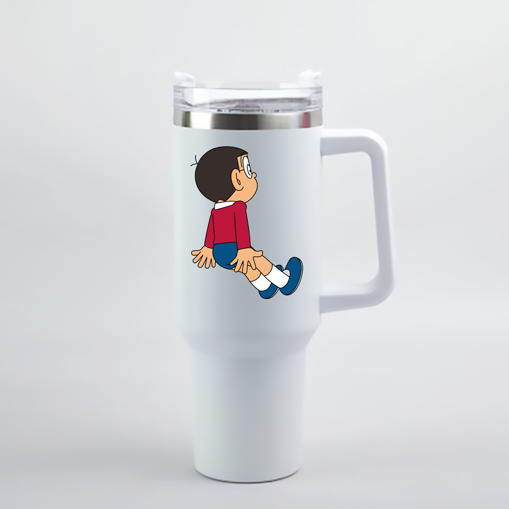 （画像用） ドラえもん 野比 のび太 Doraemon Nobita Nobi 1200mL車用タンブラー - クリスタルステッカー（プラスチックストロー付き）