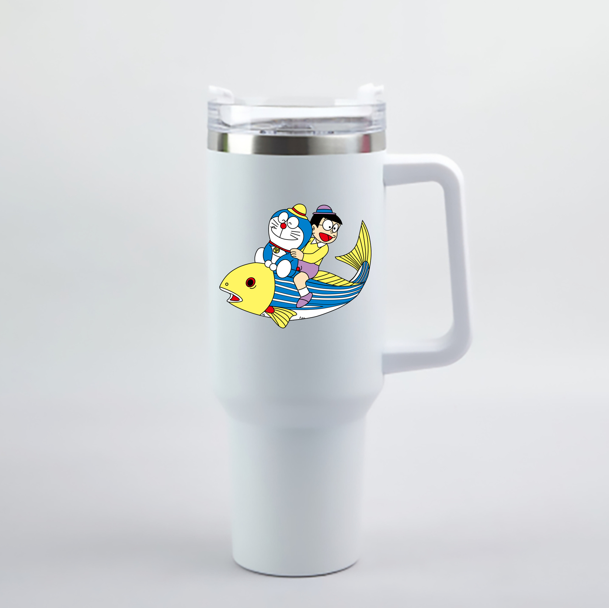 （画像用） ドラえもん 野比 のび太 Doraemon Nobita Nobi 1200mL車用タンブラー - クリスタルステッカー（プラスチックストロー付き）