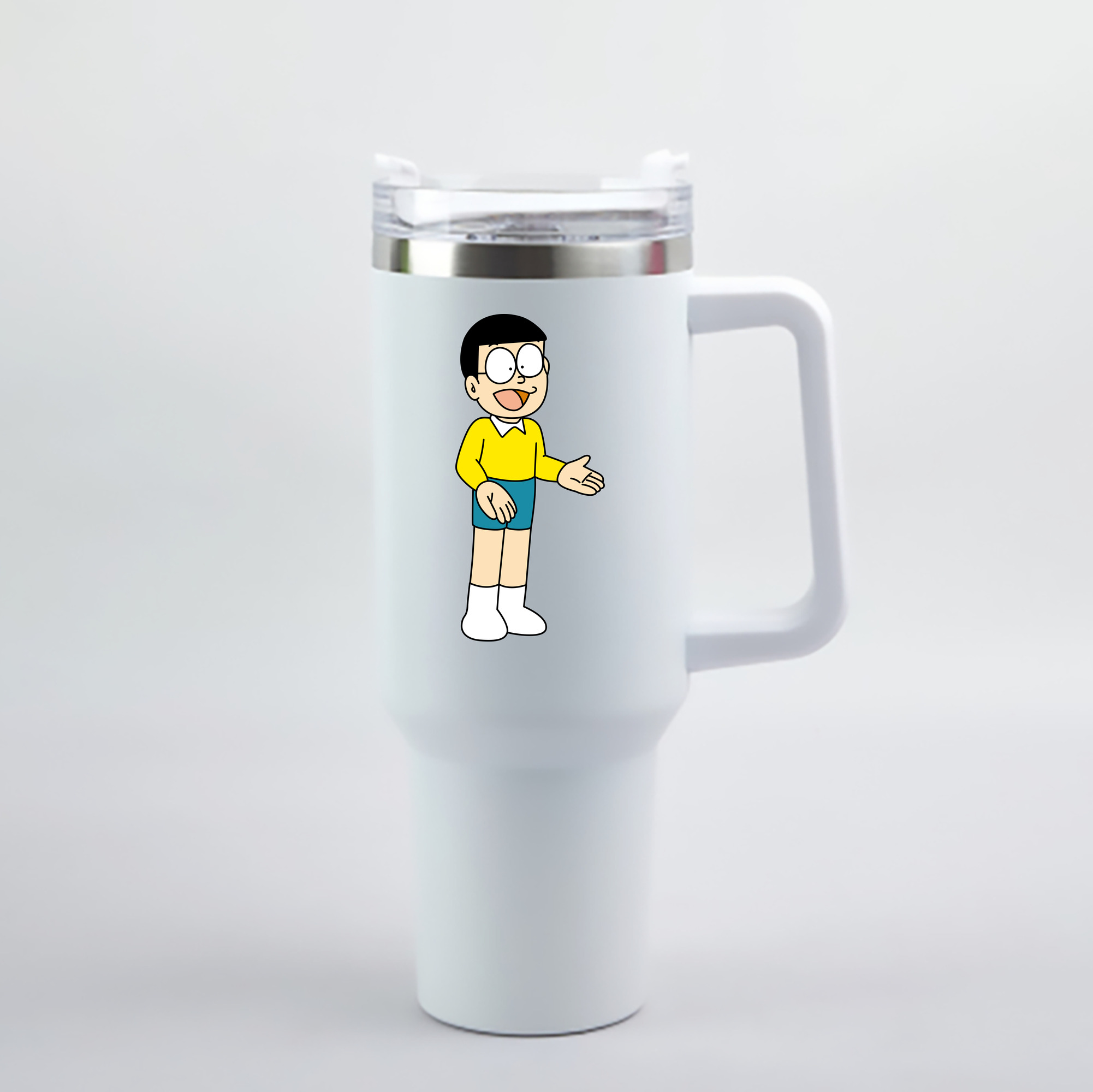（画像用） ドラえもん 野比 のび太 Doraemon Nobita Nobi 1200mL車用タンブラー - クリスタルステッカー（プラスチックストロー付き）