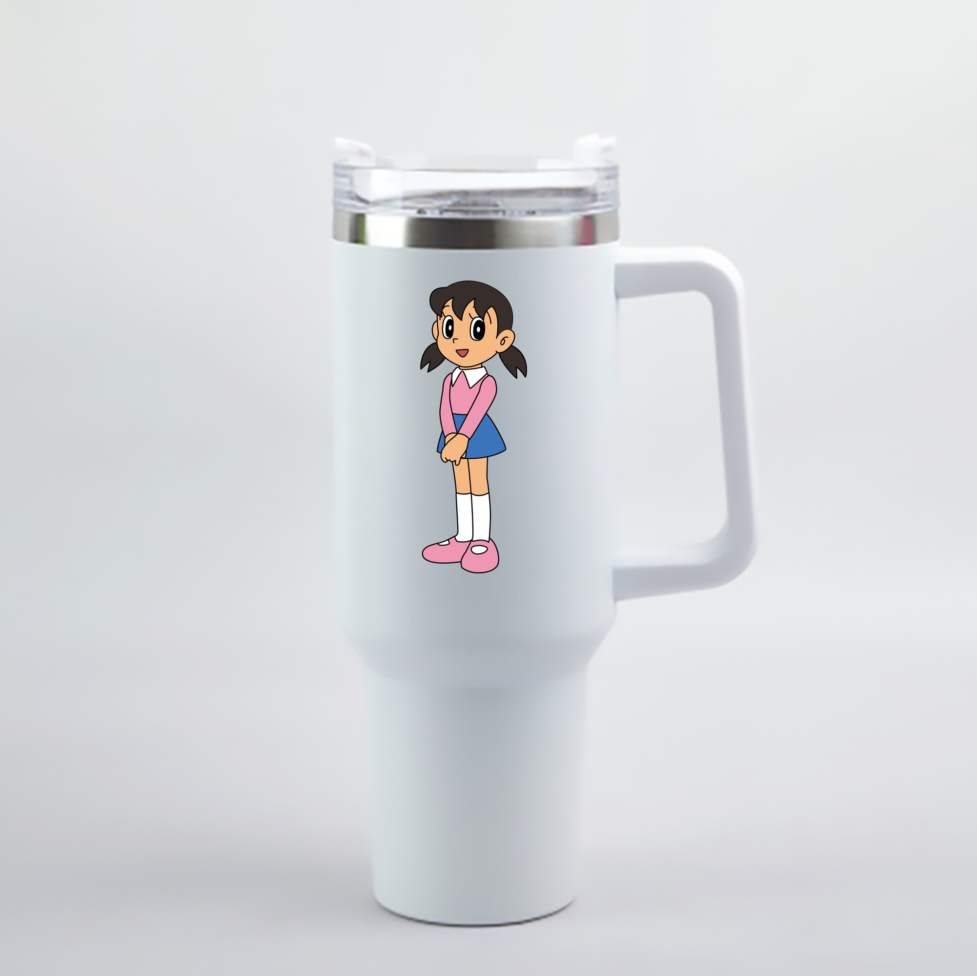（画像用） ドラえもん みなもと しずか Doraemon Shizuka Minamoto 1200mL車用タンブラー - クリスタルステッカー（プラスチックストロー付き）