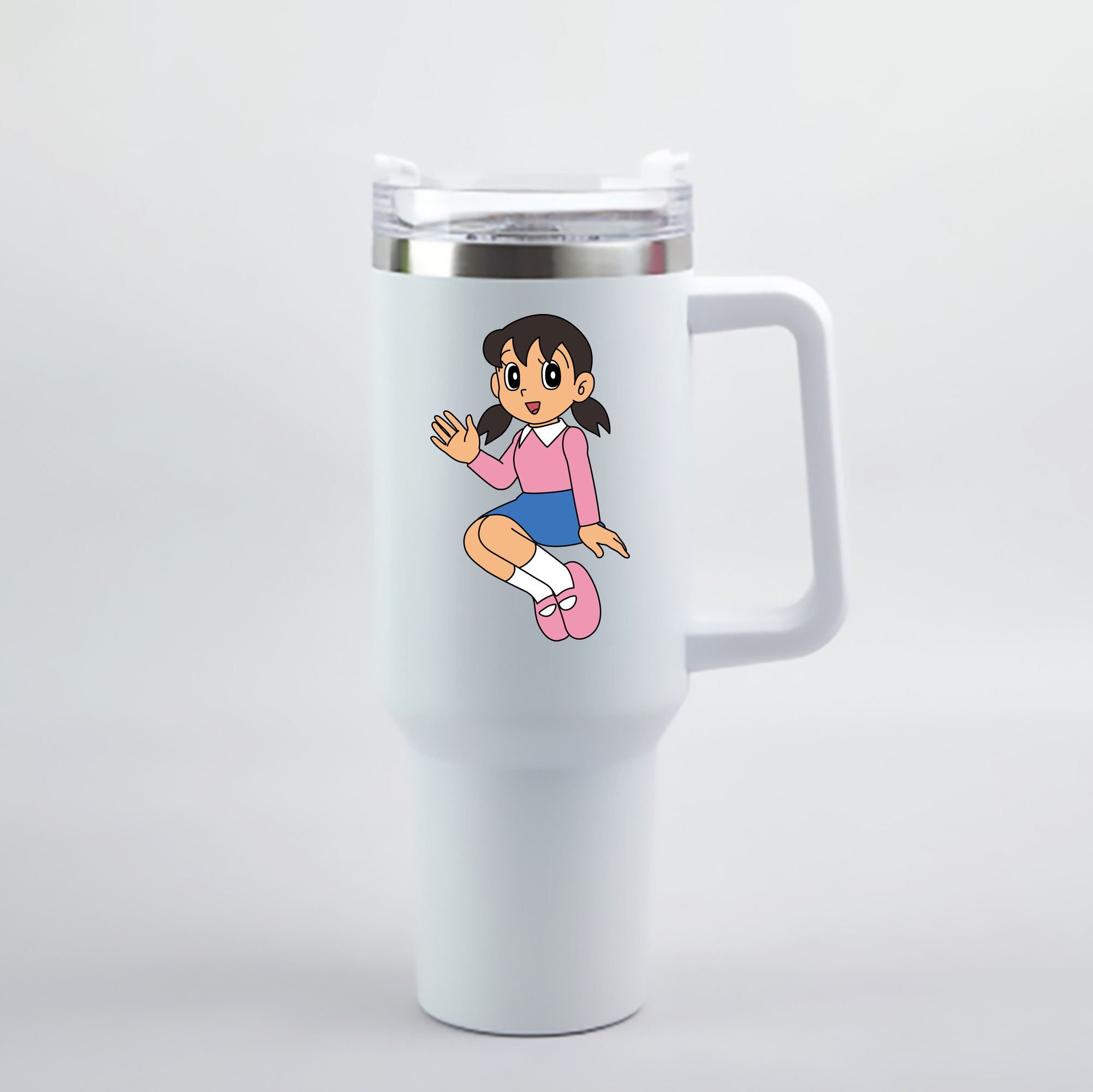 （画像用） ドラえもん みなもと しずか Doraemon Shizuka Minamoto 1200mL車用タンブラー - クリスタルステッカー（プラスチックストロー付き）