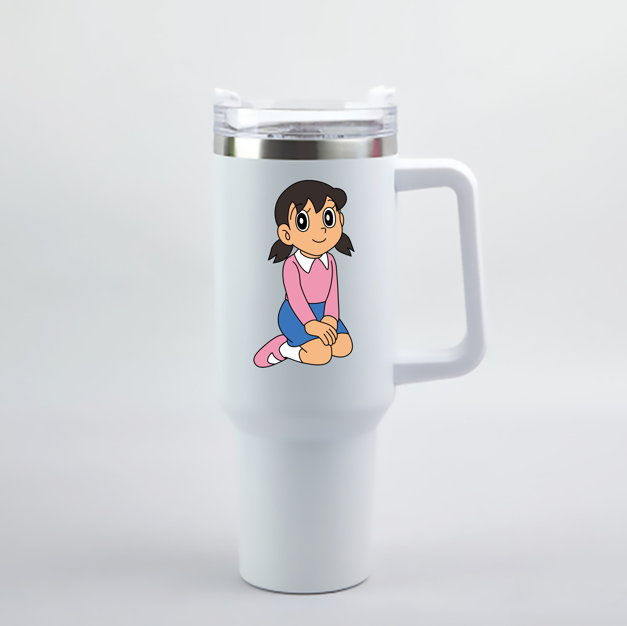 （画像用） ドラえもん みなもと しずか Doraemon Shizuka Minamoto 1200mL車用タンブラー - クリスタルステッカー（プラスチックストロー付き）