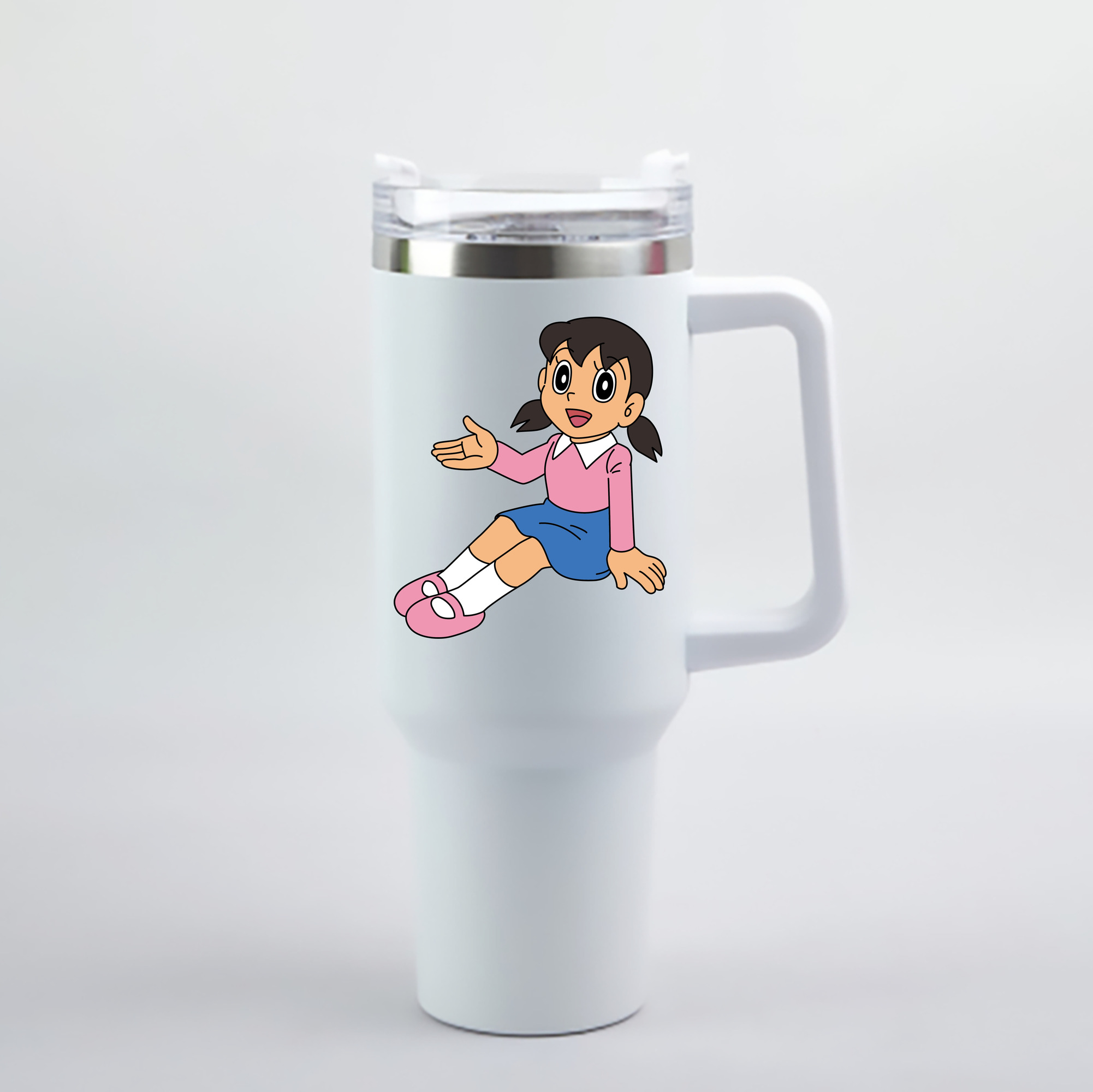 （画像用） ドラえもん みなもと しずか Doraemon Shizuka Minamoto 1200mL車用タンブラー - クリスタルステッカー（プラスチックストロー付き）