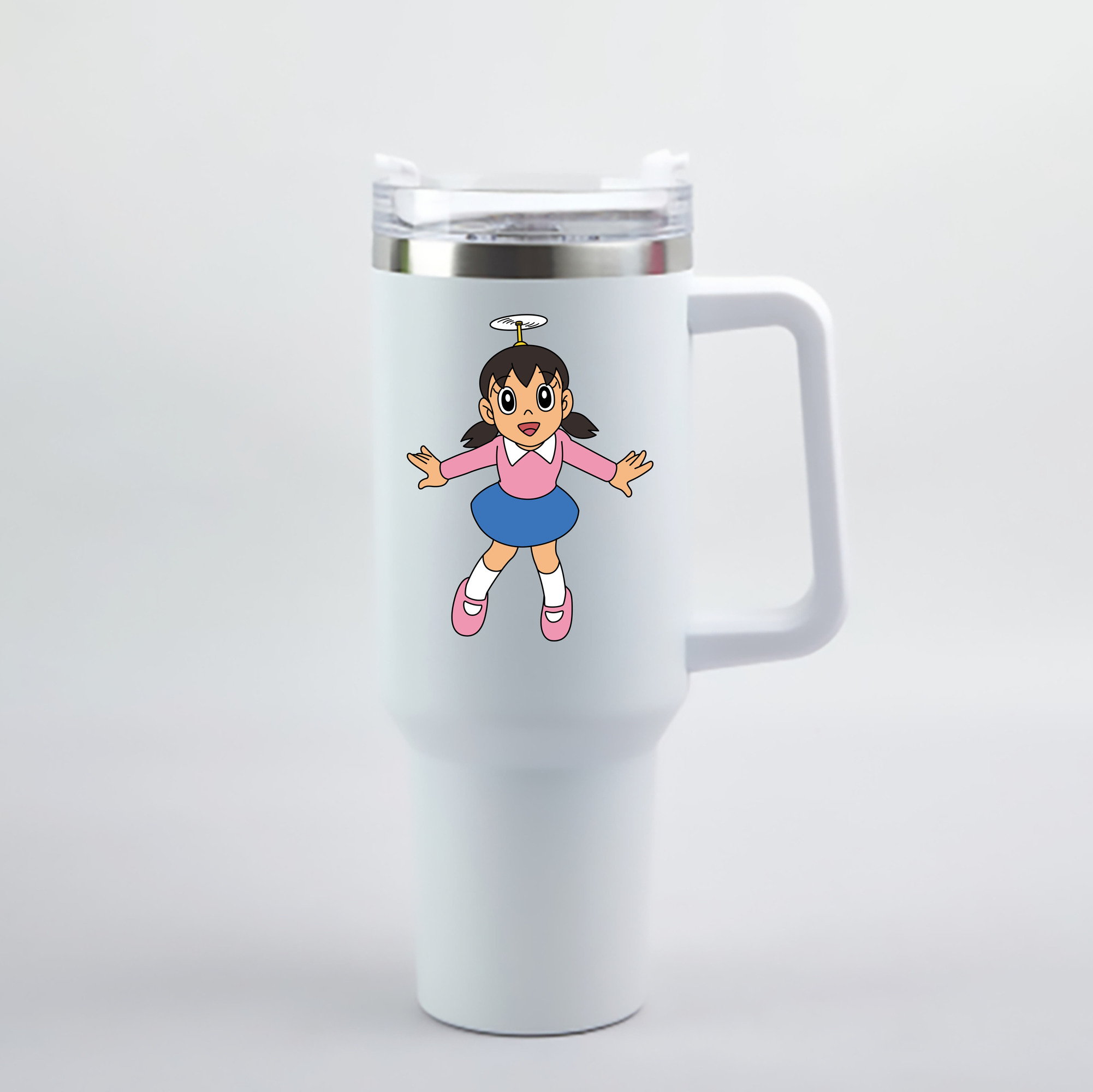（画像用） ドラえもん みなもと しずか Doraemon Shizuka Minamoto 1200mL車用タンブラー - クリスタルステッカー（プラスチックストロー付き）