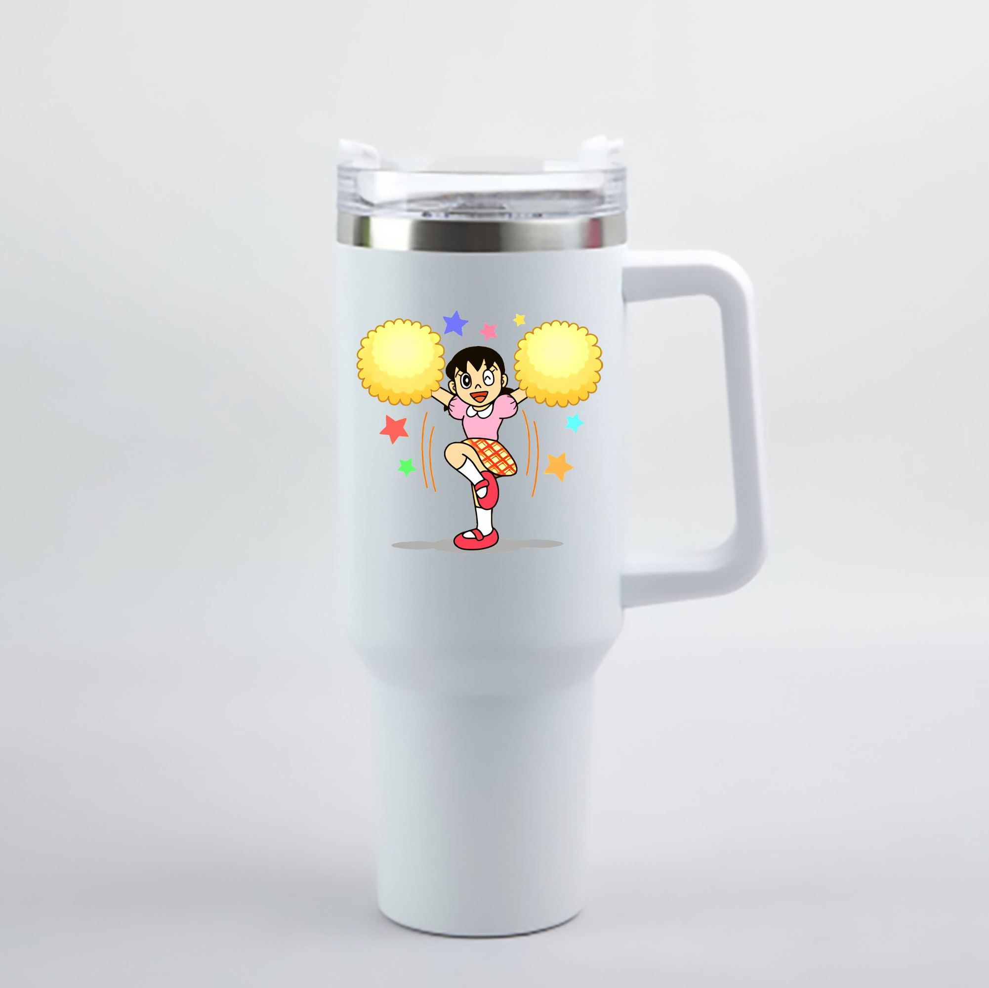 （画像用） ドラえもん みなもと しずか Doraemon Shizuka Minamoto 1200mL車用タンブラー - クリスタルステッカー（プラスチックストロー付き）