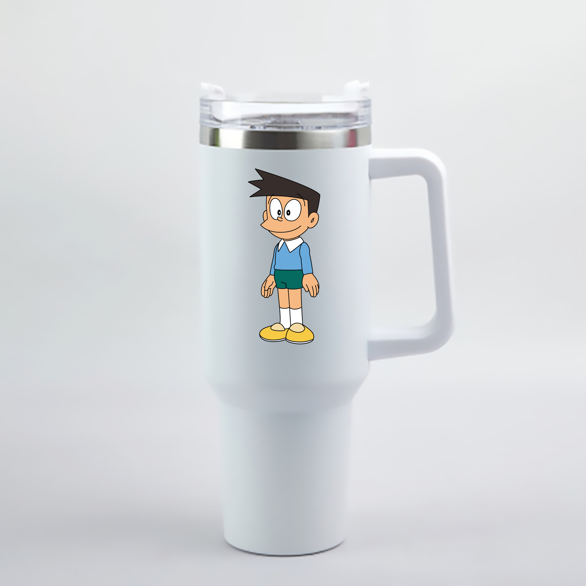 （画像用） ドラえもん 骨川 スネ夫 Doraemon Honekawa Suneo 1200mL車用タンブラー - クリスタルステッカー（プラスチックストロー付き）