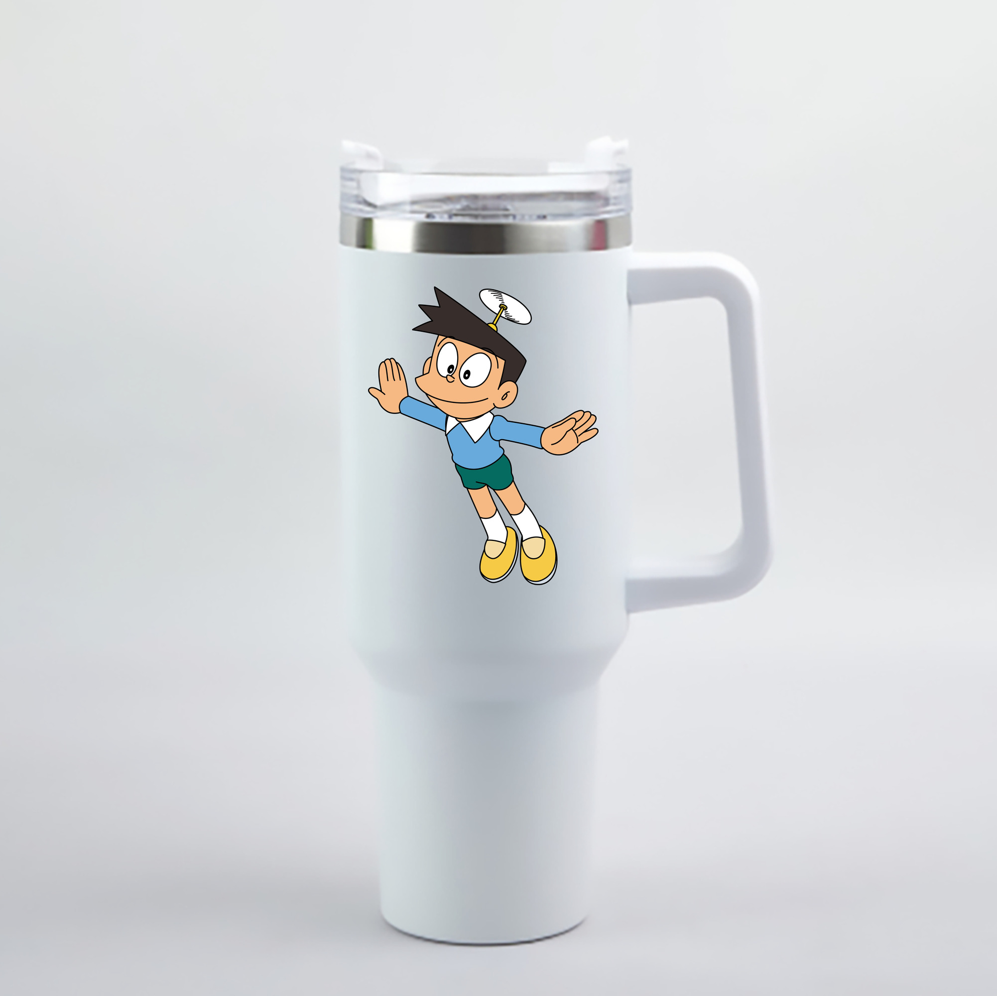 （画像用） ドラえもん 骨川 スネ夫 Doraemon Honekawa Suneo 1200mL車用タンブラー - クリスタルステッカー（プラスチックストロー付き）