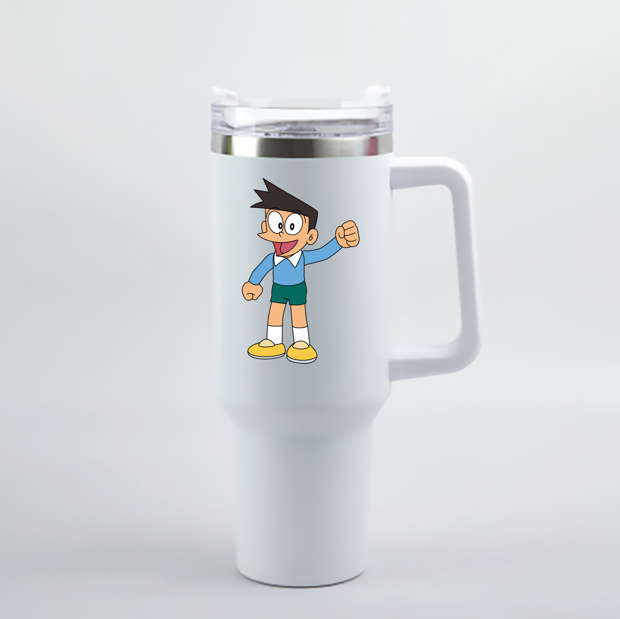 （画像用） ドラえもん 骨川 スネ夫 Doraemon Honekawa Suneo 1200mL車用タンブラー - クリスタルステッカー（プラスチックストロー付き）