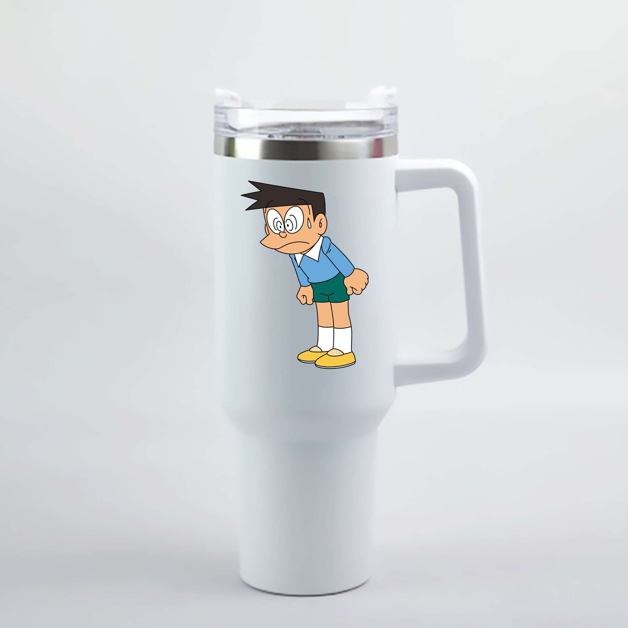 （画像用） ドラえもん 骨川 スネ夫 Doraemon Honekawa Suneo 1200mL車用タンブラー - クリスタルステッカー（プラスチックストロー付き）