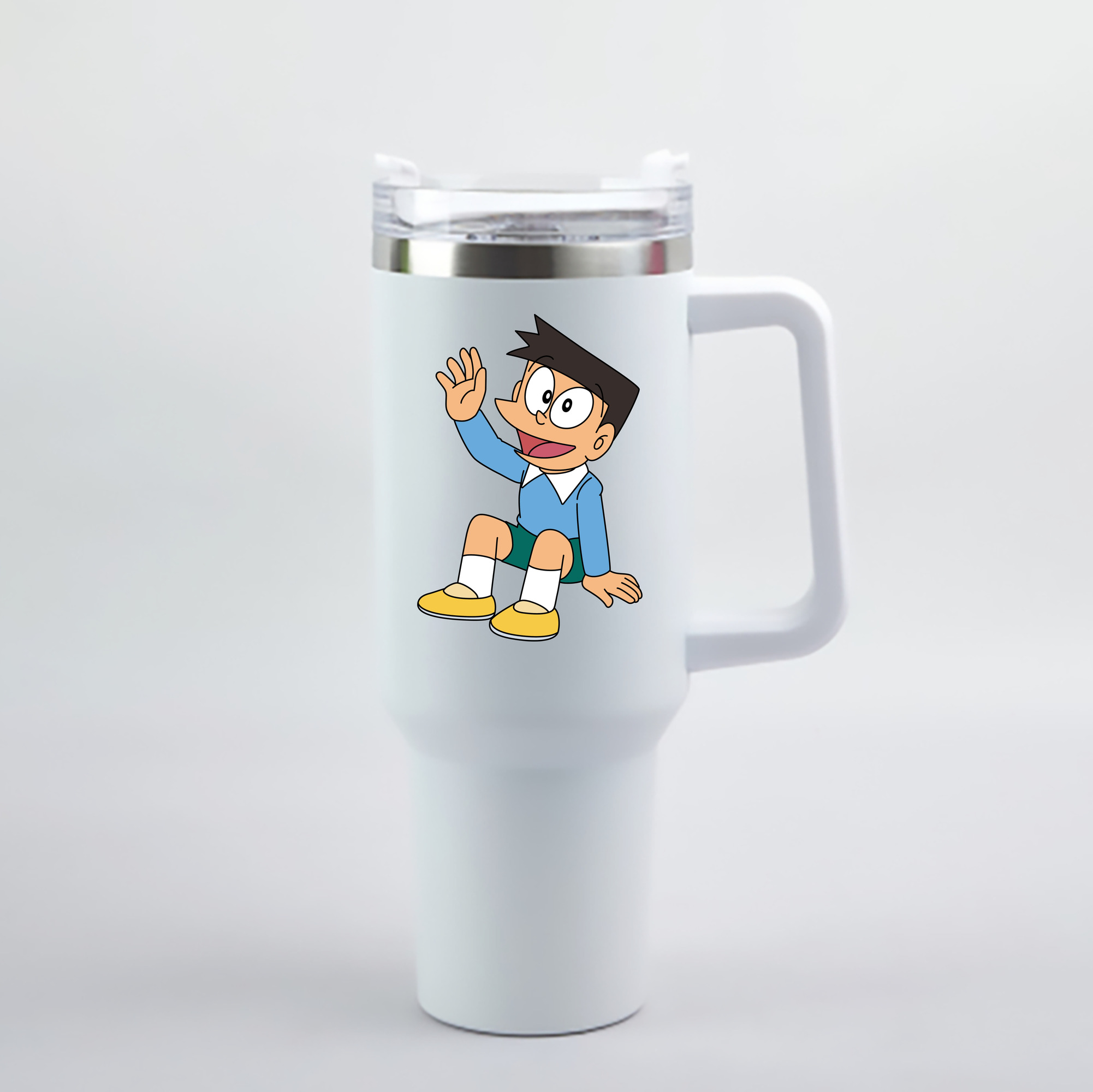 （画像用） ドラえもん 骨川 スネ夫 Doraemon Honekawa Suneo 1200mL車用タンブラー - クリスタルステッカー（プラスチックストロー付き）