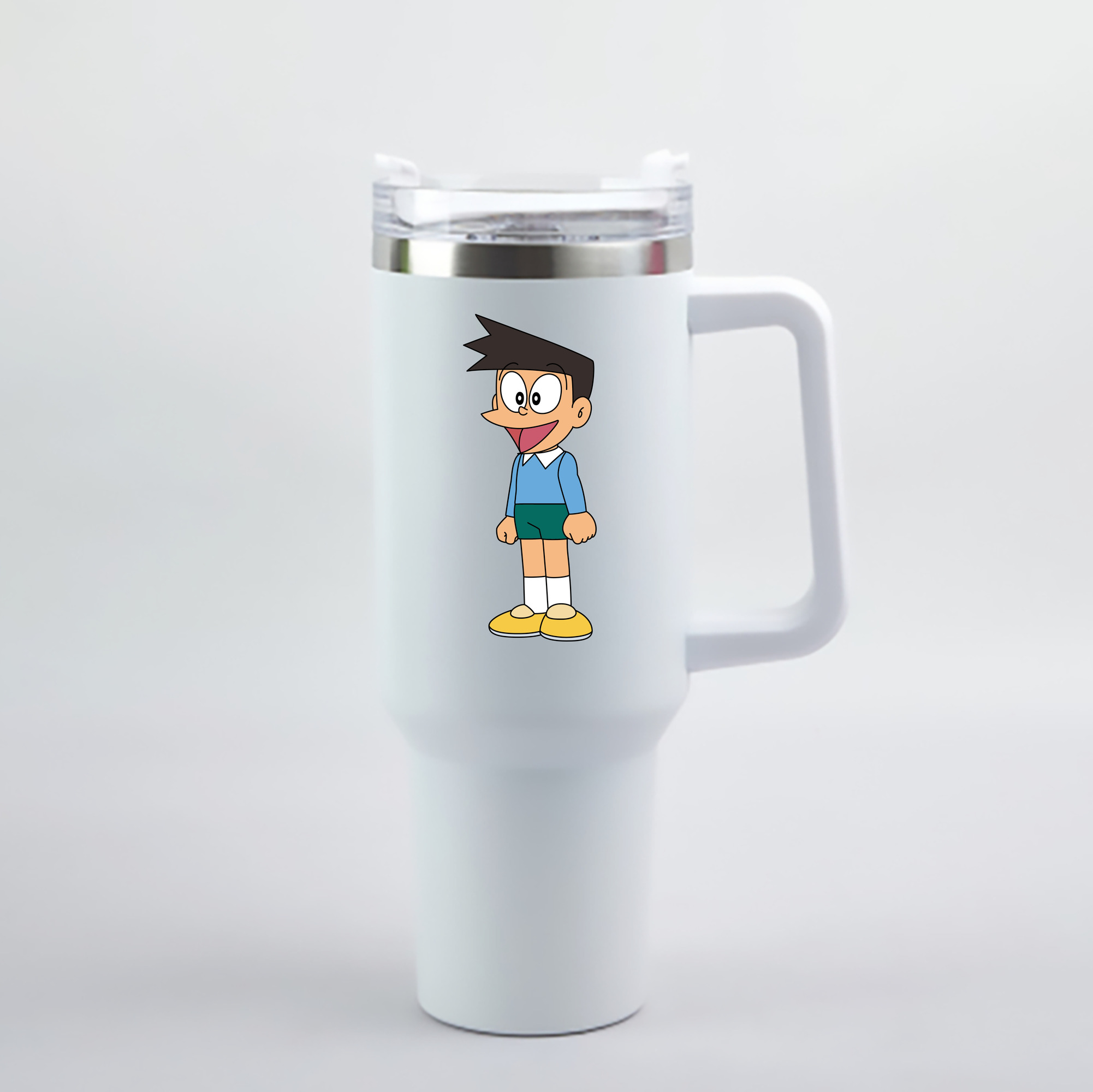 （画像用） ドラえもん 骨川 スネ夫 Doraemon Honekawa Suneo 1200mL車用タンブラー - クリスタルステッカー（プラスチックストロー付き）