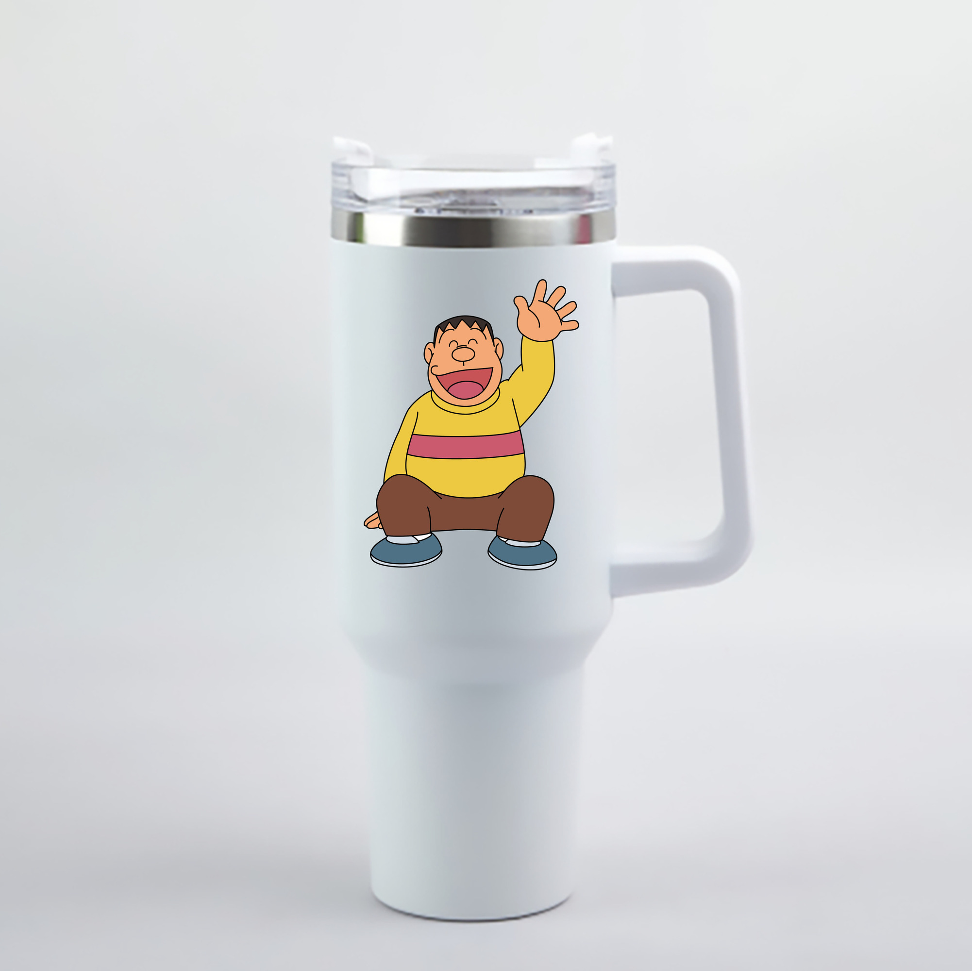 （画像用） ドラえもん 剛田武 Doraemon Gouta Takeshi 1200mL車用タンブラー - クリスタルステッカー（プラスチックストロー付き）