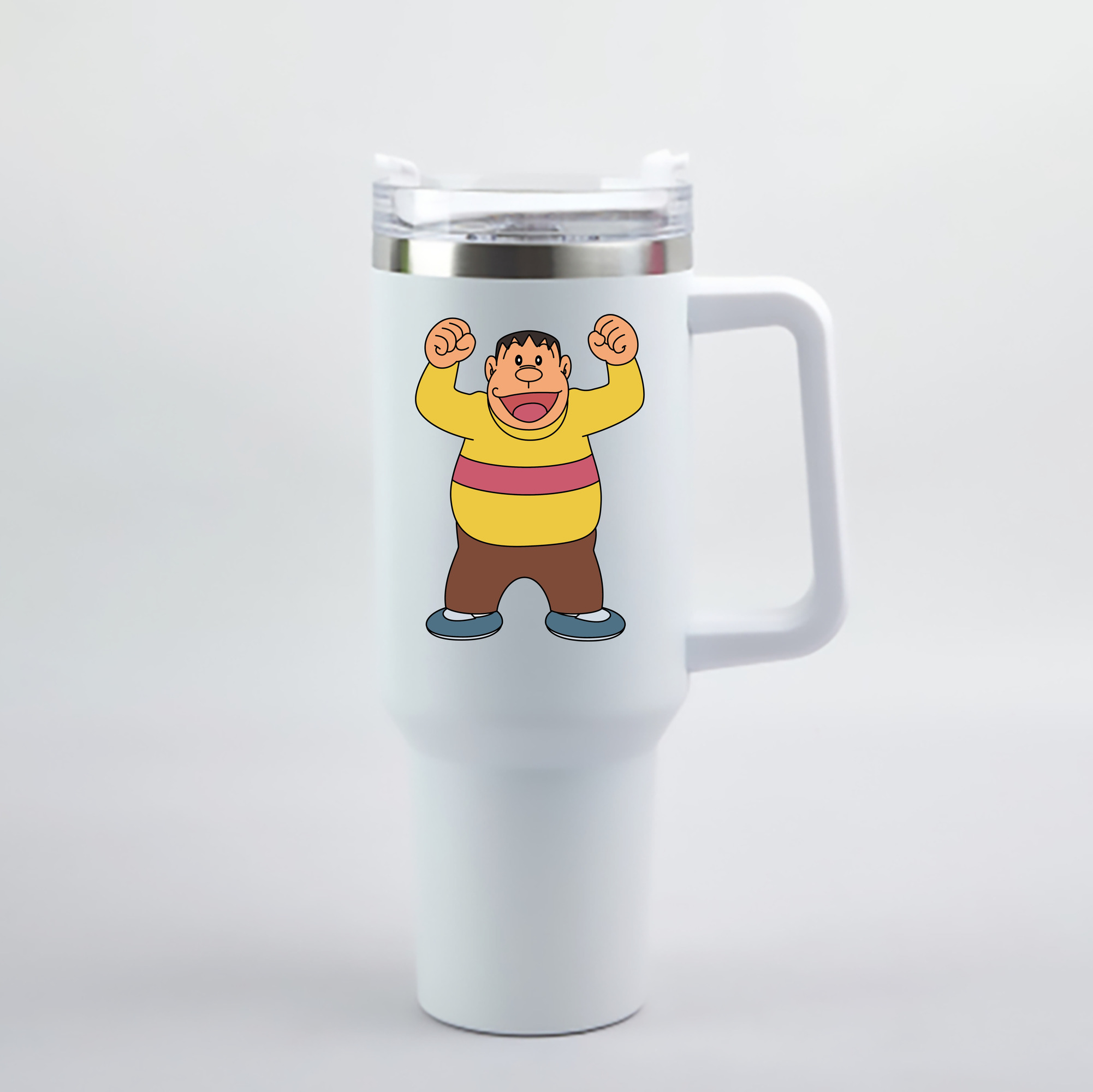 （画像用） ドラえもん 剛田武 Doraemon Gouta Takeshi 1200mL車用タンブラー - クリスタルステッカー（プラスチックストロー付き）