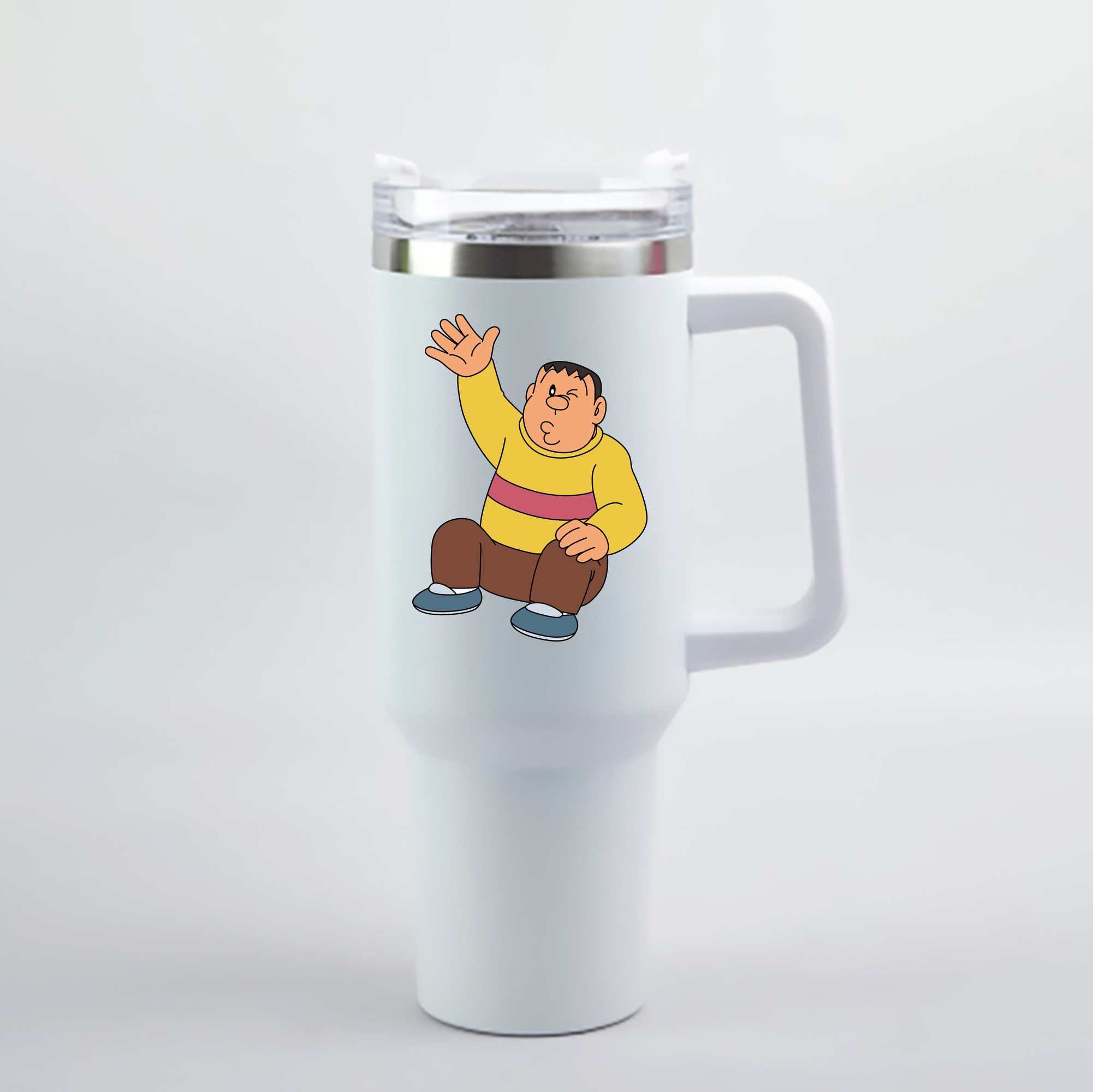 （画像用） ドラえもん 剛田武 Doraemon Gouta Takeshi 1200mL車用タンブラー - クリスタルステッカー（プラスチックストロー付き）