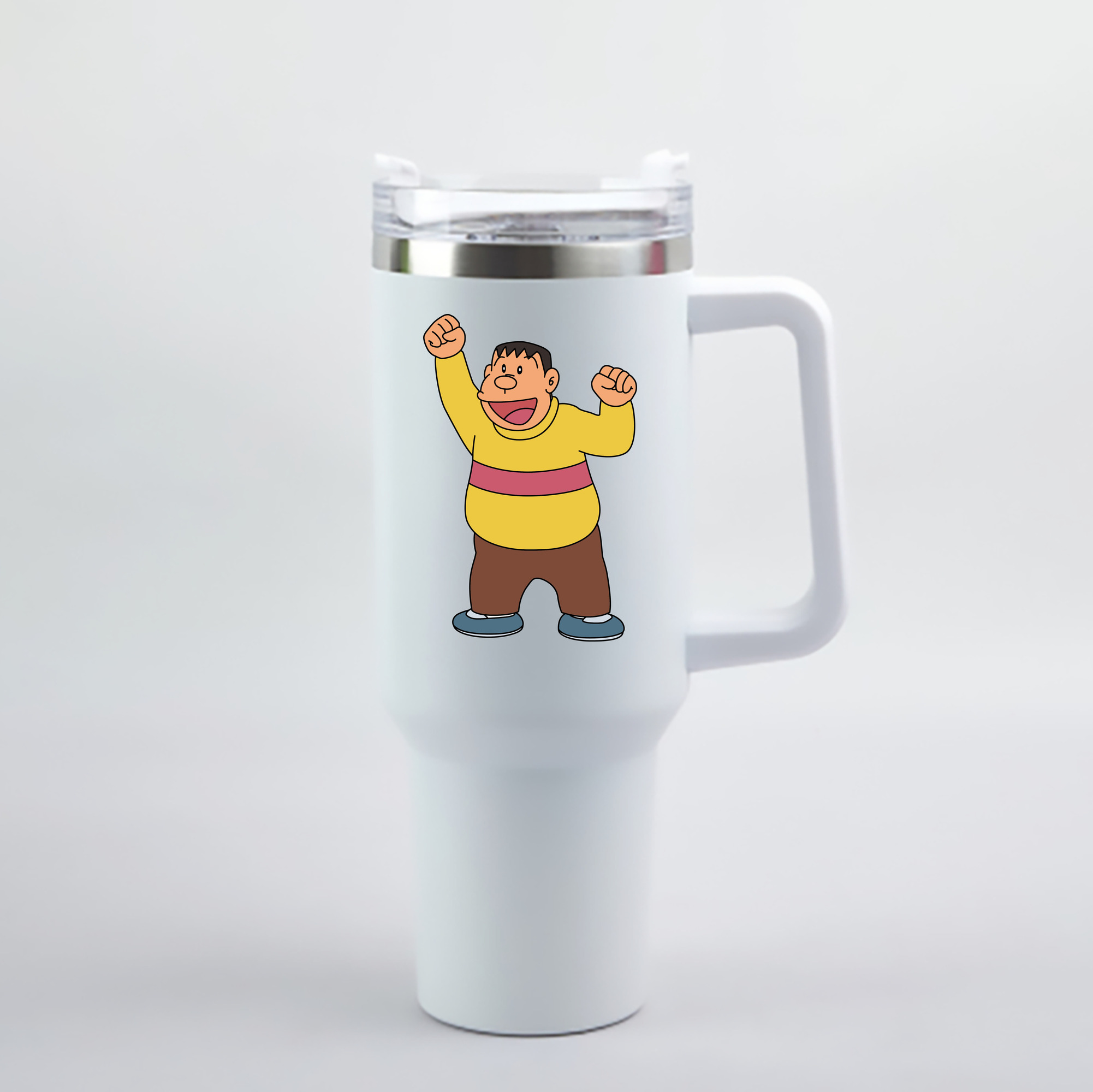 （画像用） ドラえもん 剛田武 Doraemon Gouta Takeshi 1200mL車用タンブラー - クリスタルステッカー（プラスチックストロー付き）