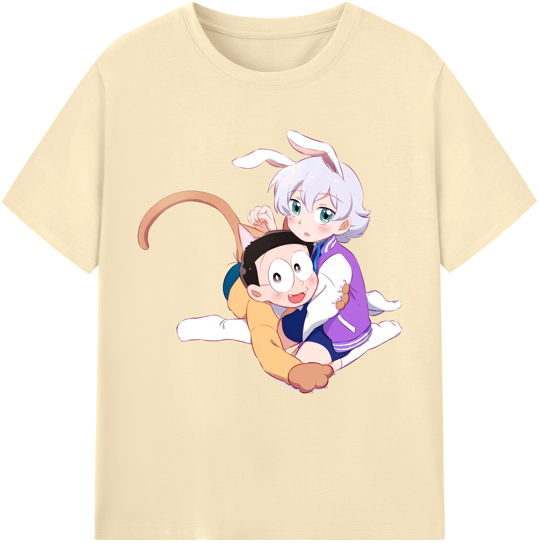 （画像用） ドラえもん 野比 のび太 Doraemon Nobita Nobi 綿100％半袖Tシャツ（フロントプリント）